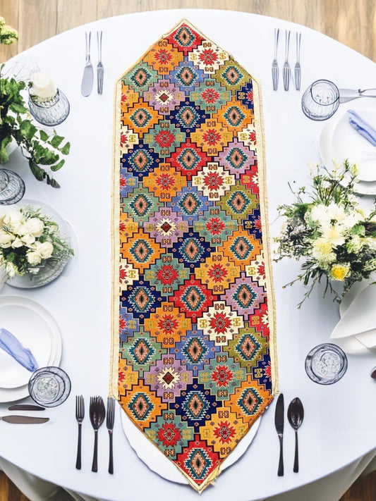 Embroidered Bohemian Vintage Turkish Linen Table Runner,55'' Rustic dining table Runner,Decorative Kitchen Runner,Boho Table Runner.