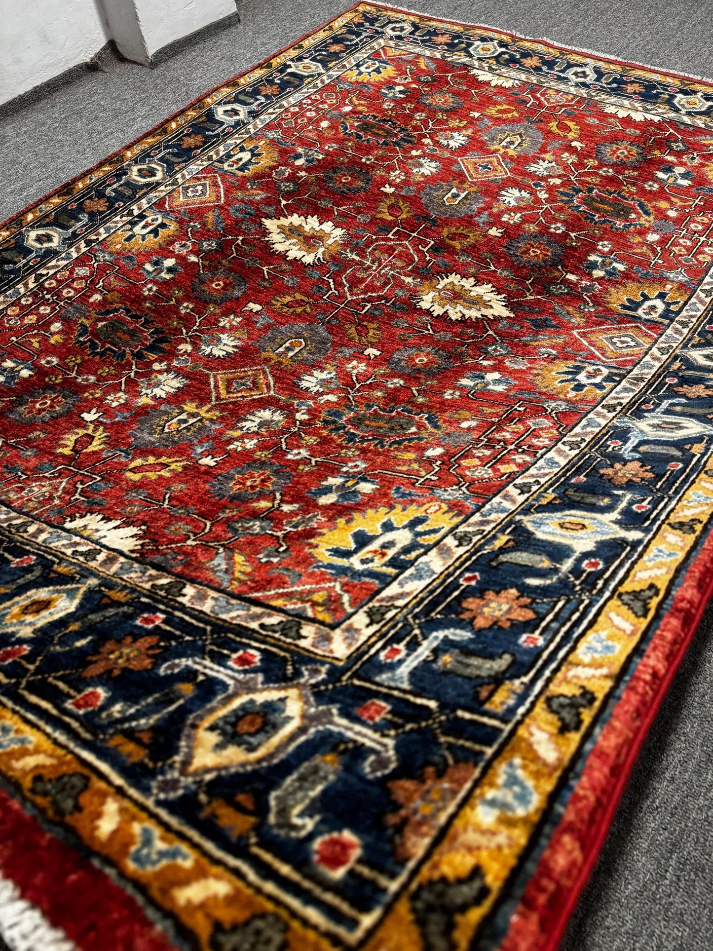 Traditional Persian Style Red Wool Carpet,Luxury Hand-Knotted Rug,Authentic Handmade Area Rug,Oriental Rug for Living Room,Afghan Area Rug.