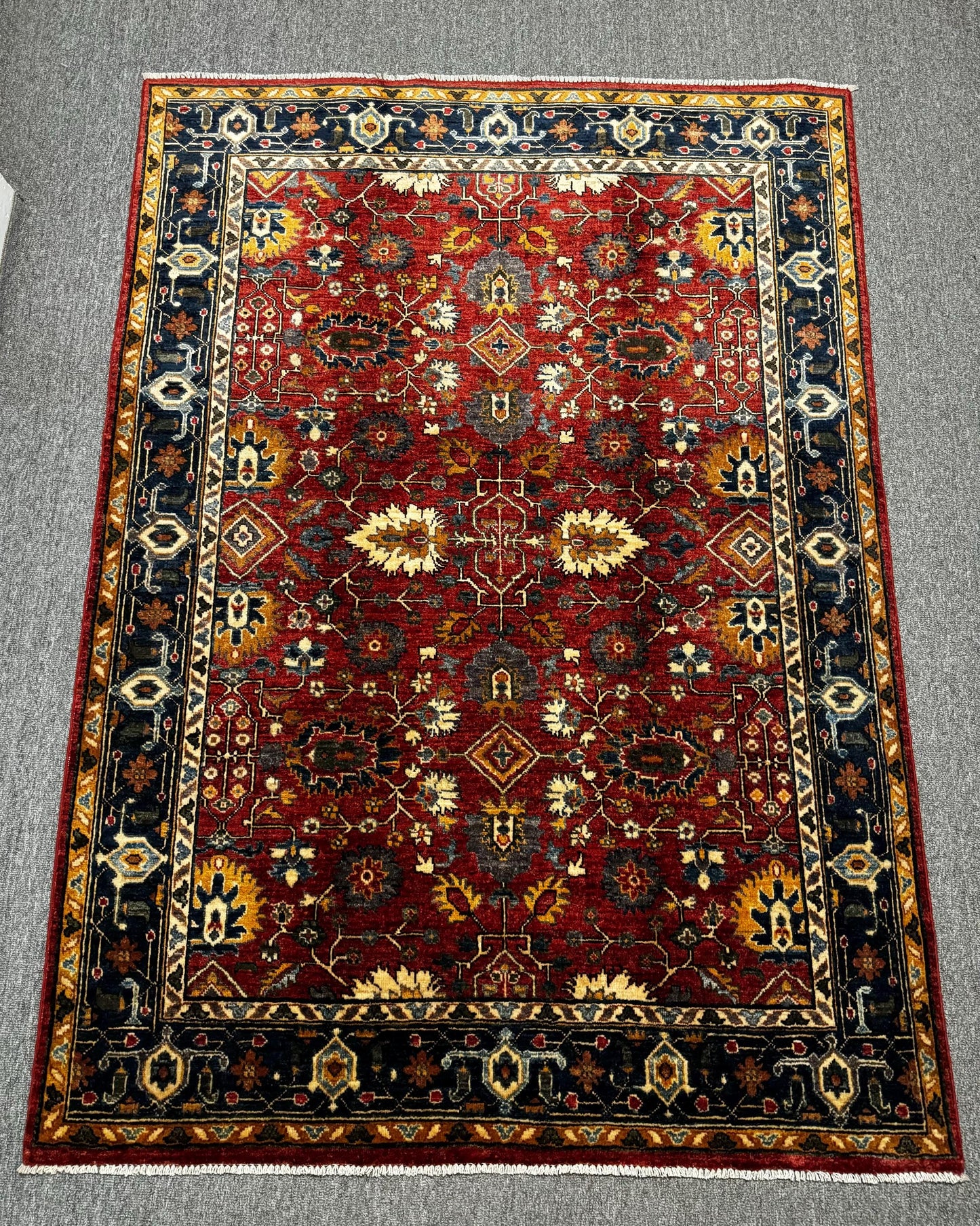 Traditional Persian Style Red Wool Carpet,Luxury Hand-Knotted Rug,Authentic Handmade Area Rug,Oriental Rug for Living Room,Afghan Area Rug.