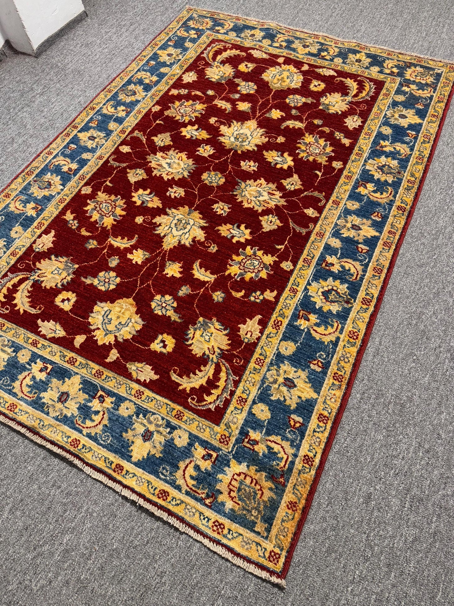 Luxury Handmade Turkish Rug,Antique Style Turkish Rug,Red Oriental Handmade Wool Carpet with Floral Design,Bohemian Persian Red Wool Rug