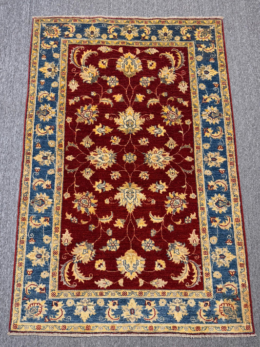 Luxury Handmade Turkish Rug,Antique Style Turkish Rug,Red Oriental Handmade Wool Carpet with Floral Design,Bohemian Persian Red Wool Rug