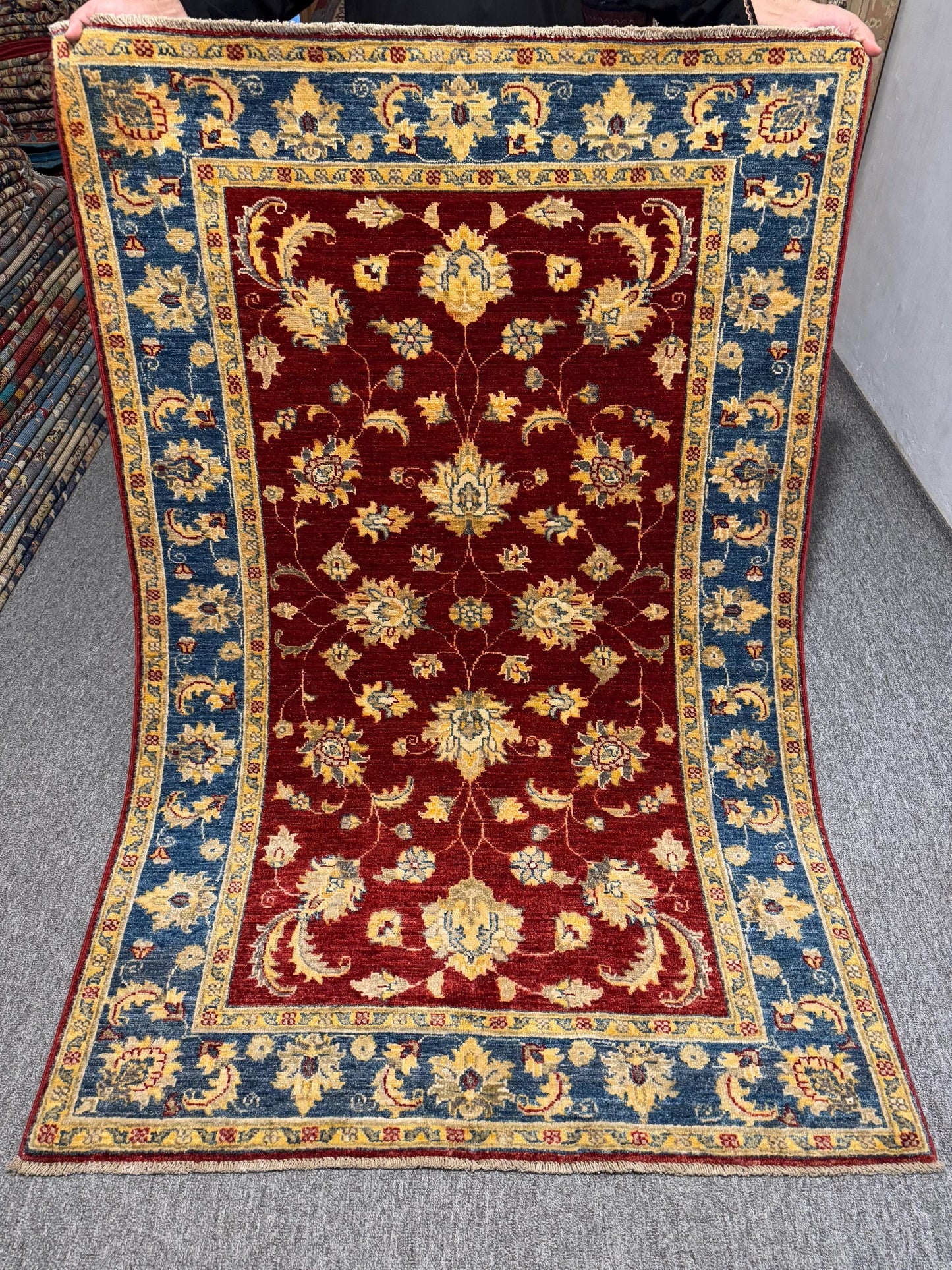 Luxury Handmade Turkish Rug,Antique Style Turkish Rug,Red Oriental Handmade Wool Carpet with Floral Design,Bohemian Persian Red Wool Rug