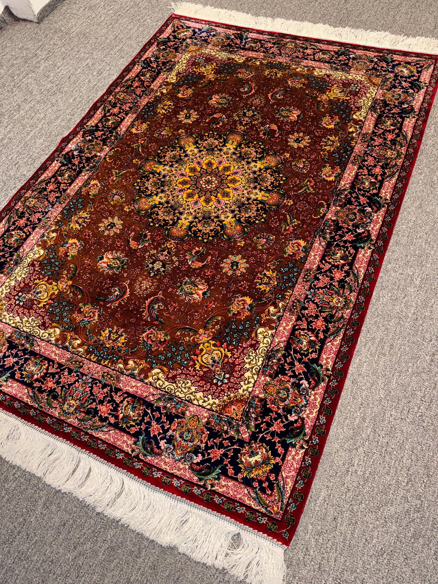 3x4 Art Deco Rug,Luxury Silk Area Rug,Artisan Silk Rug,Oriental Carpet for Living Room or Bedroom,Silk Rug with Persian Design,Gift for Mom.