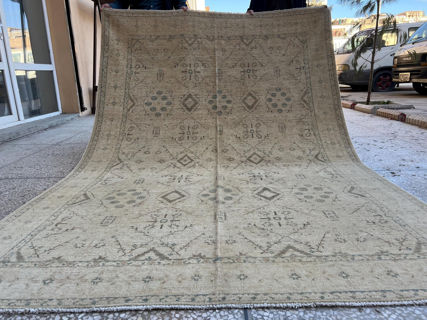 Turkish Hand-Knotted Oriental Rug-Neutral Tones Oushak Rug,One-of-a-Kind Handmade Area Rug-Beige Boho Decor,Large Handmade Neutral Rug