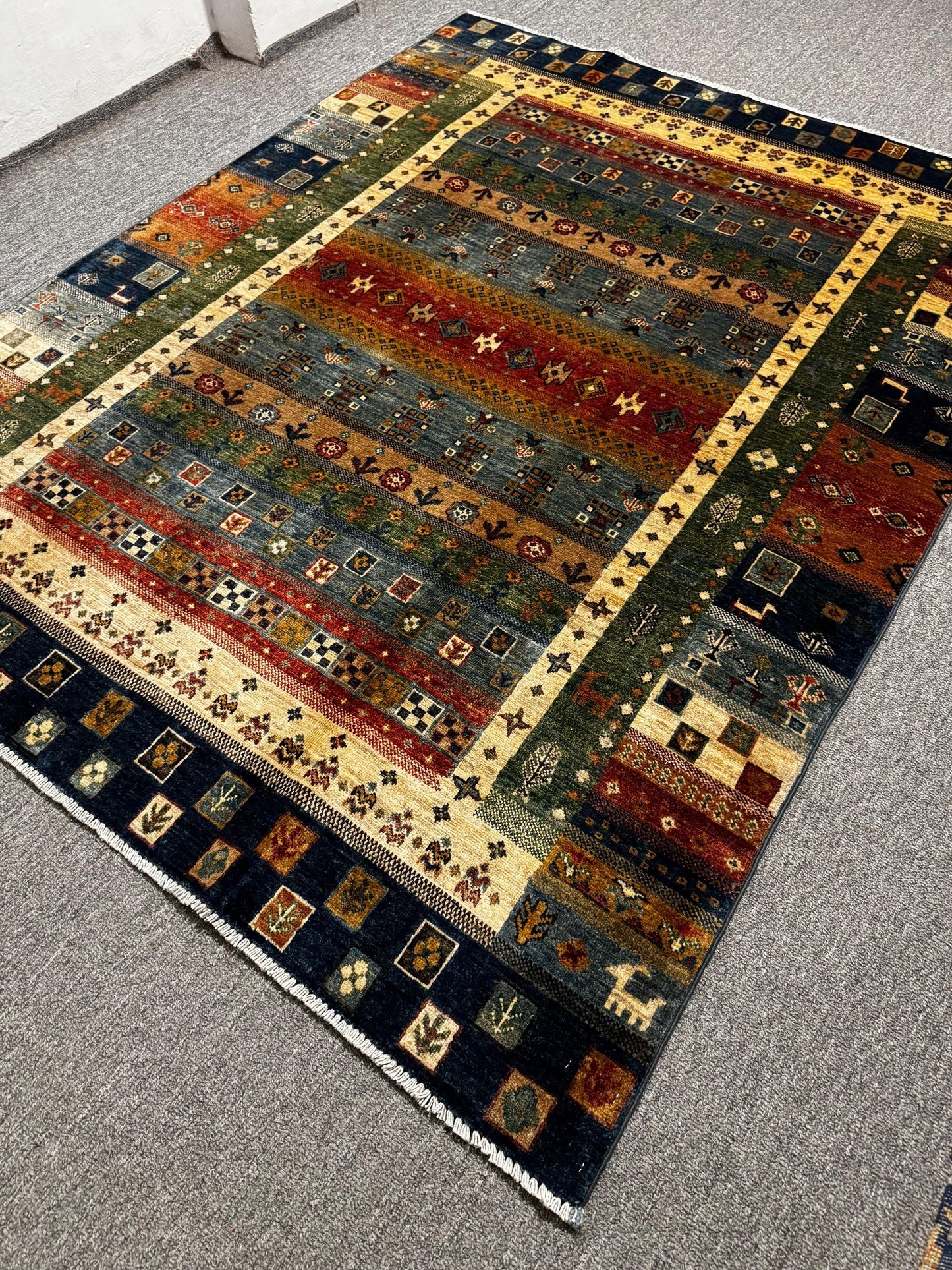 Luxury Handmade Turkish-Persian Inspired Area Rug,Handmade Geometric Rug,Oriental Area Rug,Multicolor Wool Rug,Handmade Boho Area Rug