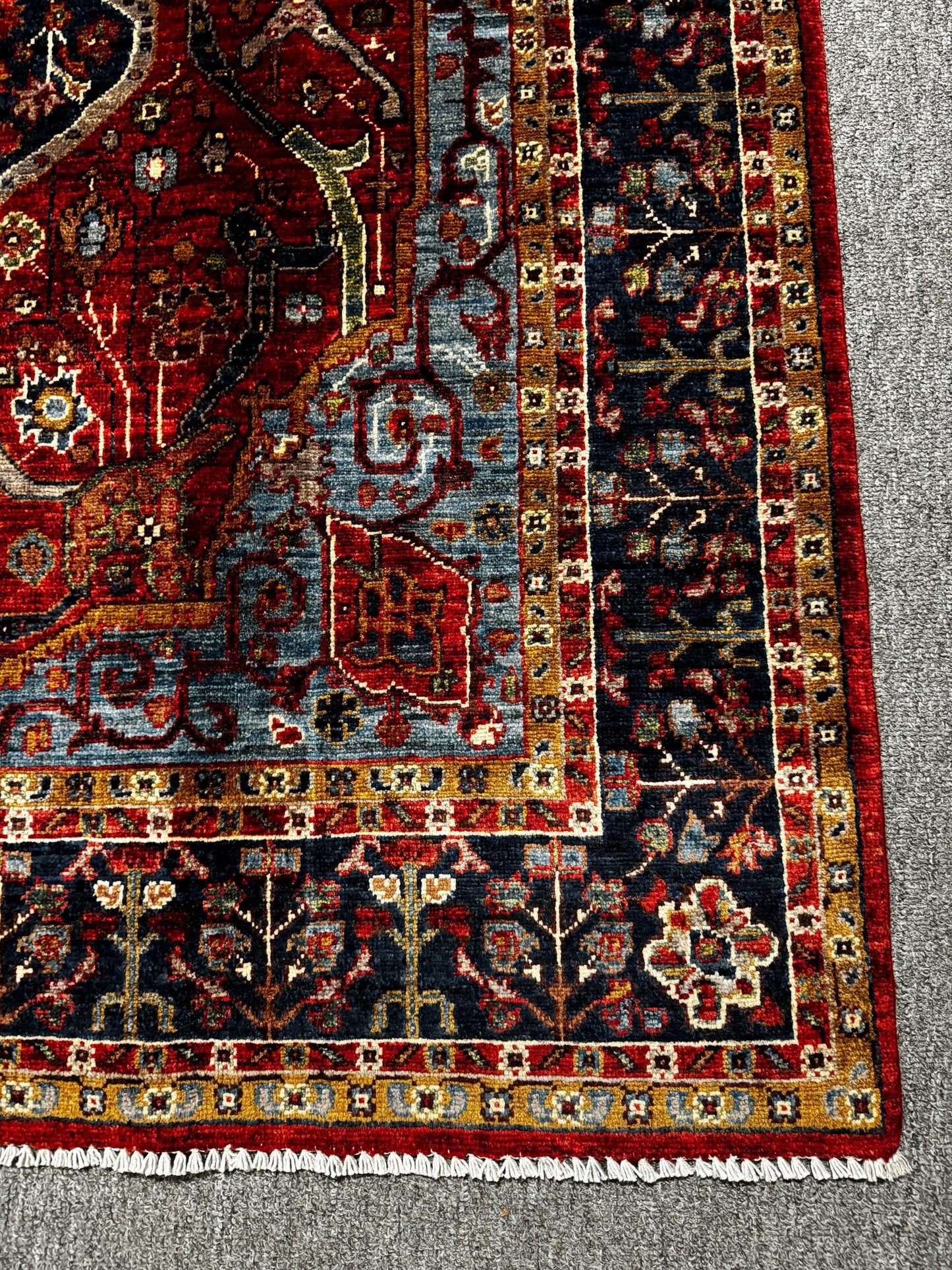 Handmade Persian Rug-Red and Blue Wool Carpet with Medallion Design,Large Handmade Area Rug,Traditional Oriental Wool Carpet,Oriental Rug.