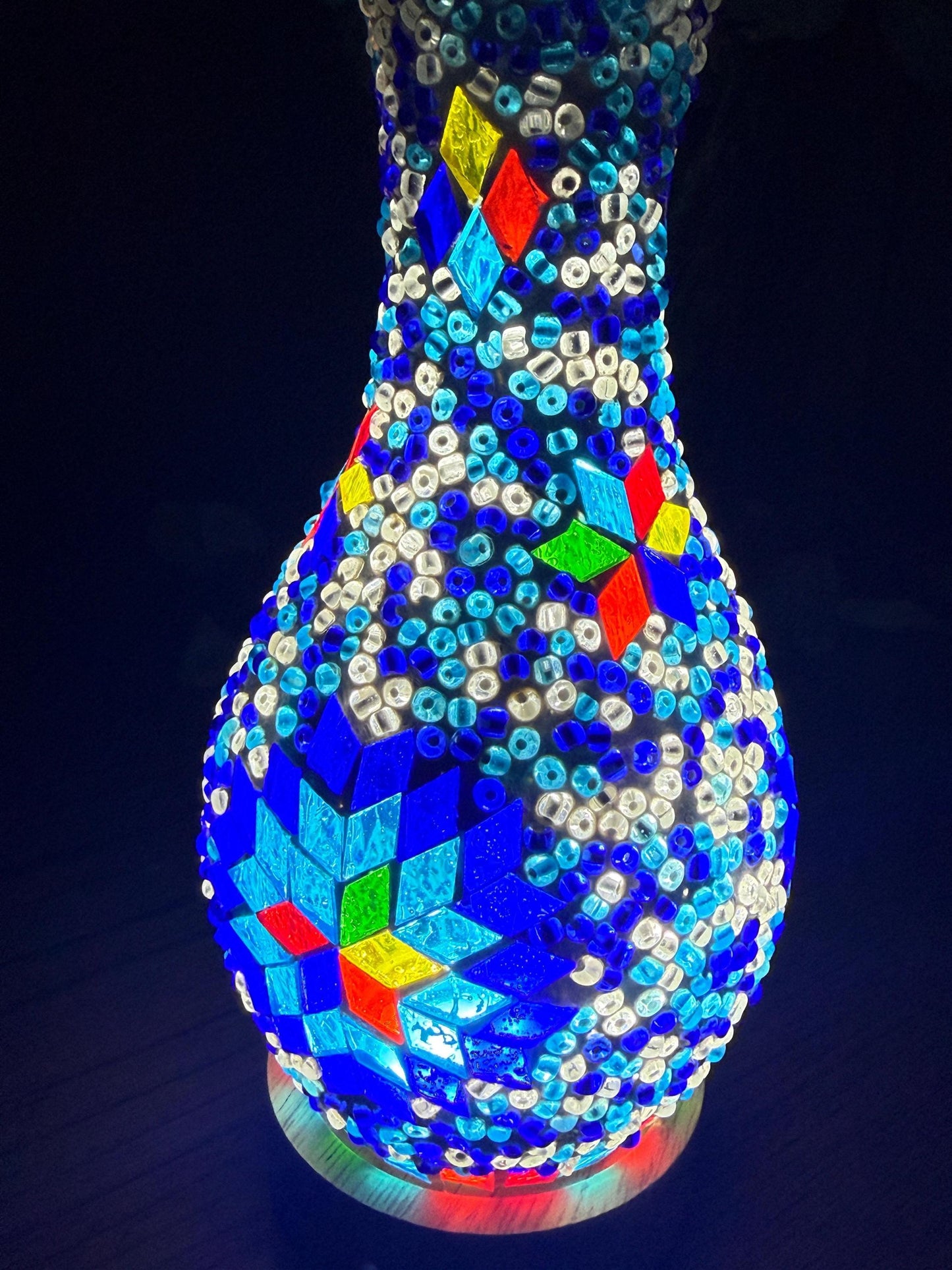 Turkish Mosaic Vase Lamp-Handmade Glass Table Light for Ambient Room Decor,Boho Turkish Table Lamp,Turkish Mosaic Vase Light,Bed side lamp