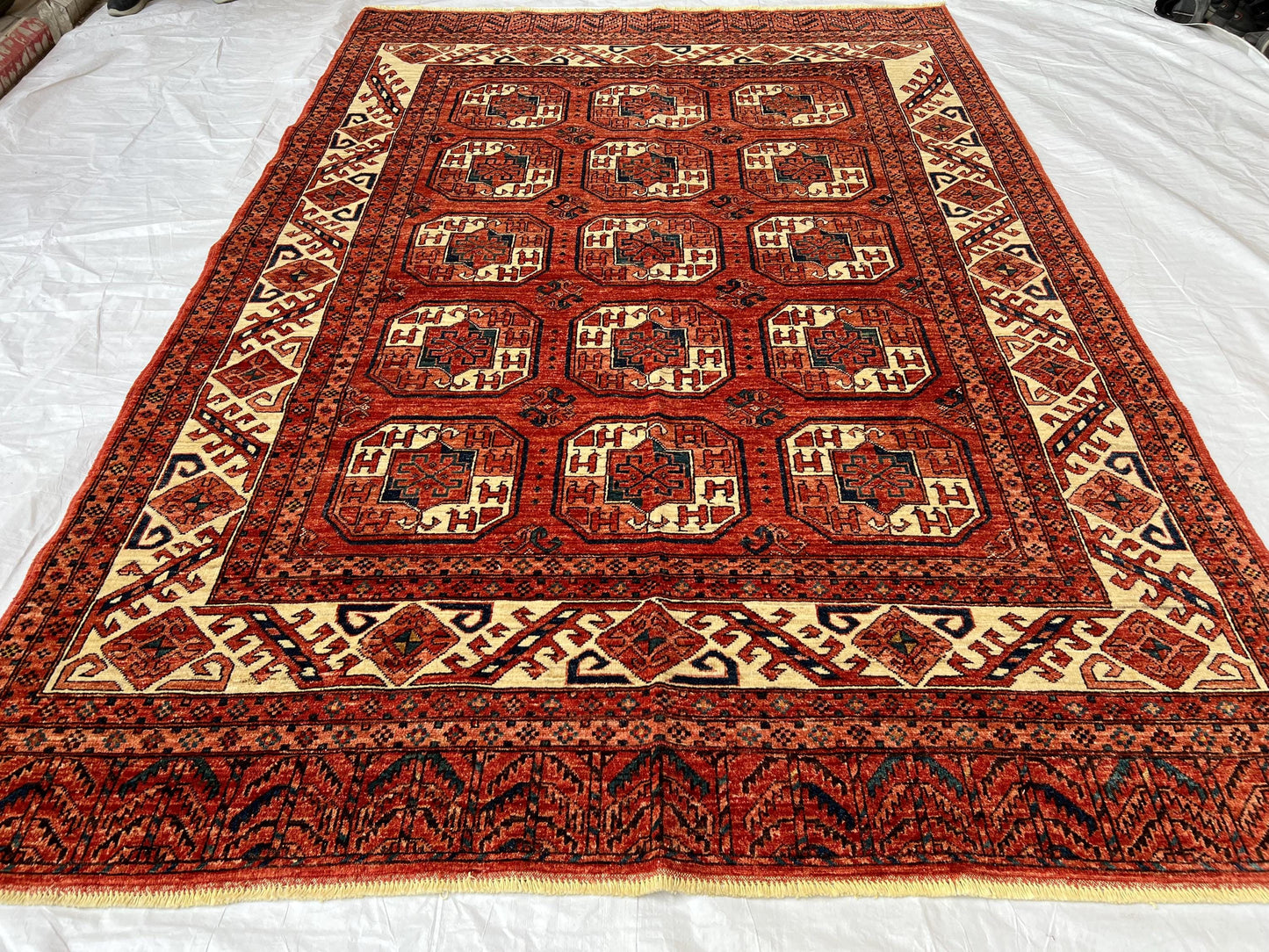 Handmade Tribal Wool Rug,Large Red Tribal Rug,Nomadic Rug,Caucasian rug,Turkman Tribal rug,living room rug,bedroom rug,office rug,Area rug