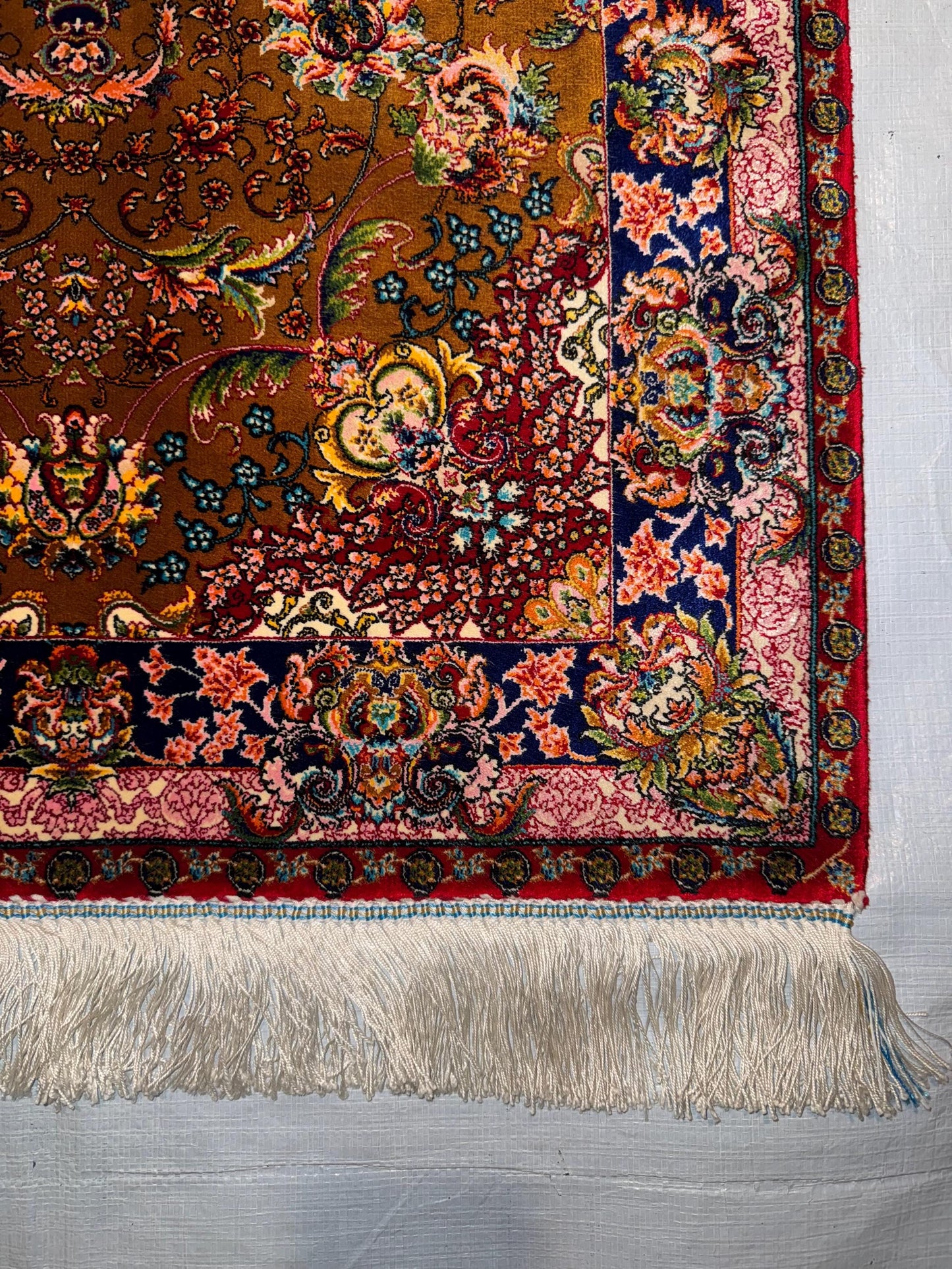 Small Silk Persian Rug |Wall Hanging Carpet | Luxury Oriental Decor,Bohemian Home Decor,Small Decorative Rug, Persian Floral Wall Tapestry.