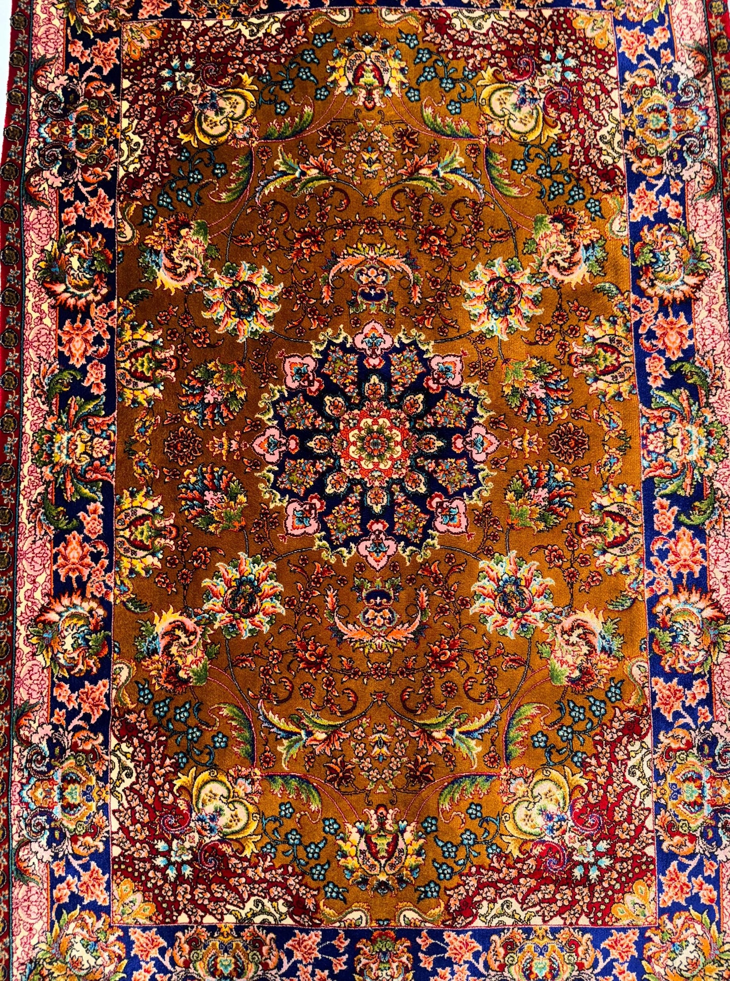 Small Silk Persian Rug |Wall Hanging Carpet | Luxury Oriental Decor,Bohemian Home Decor,Small Decorative Rug, Persian Floral Wall Tapestry.