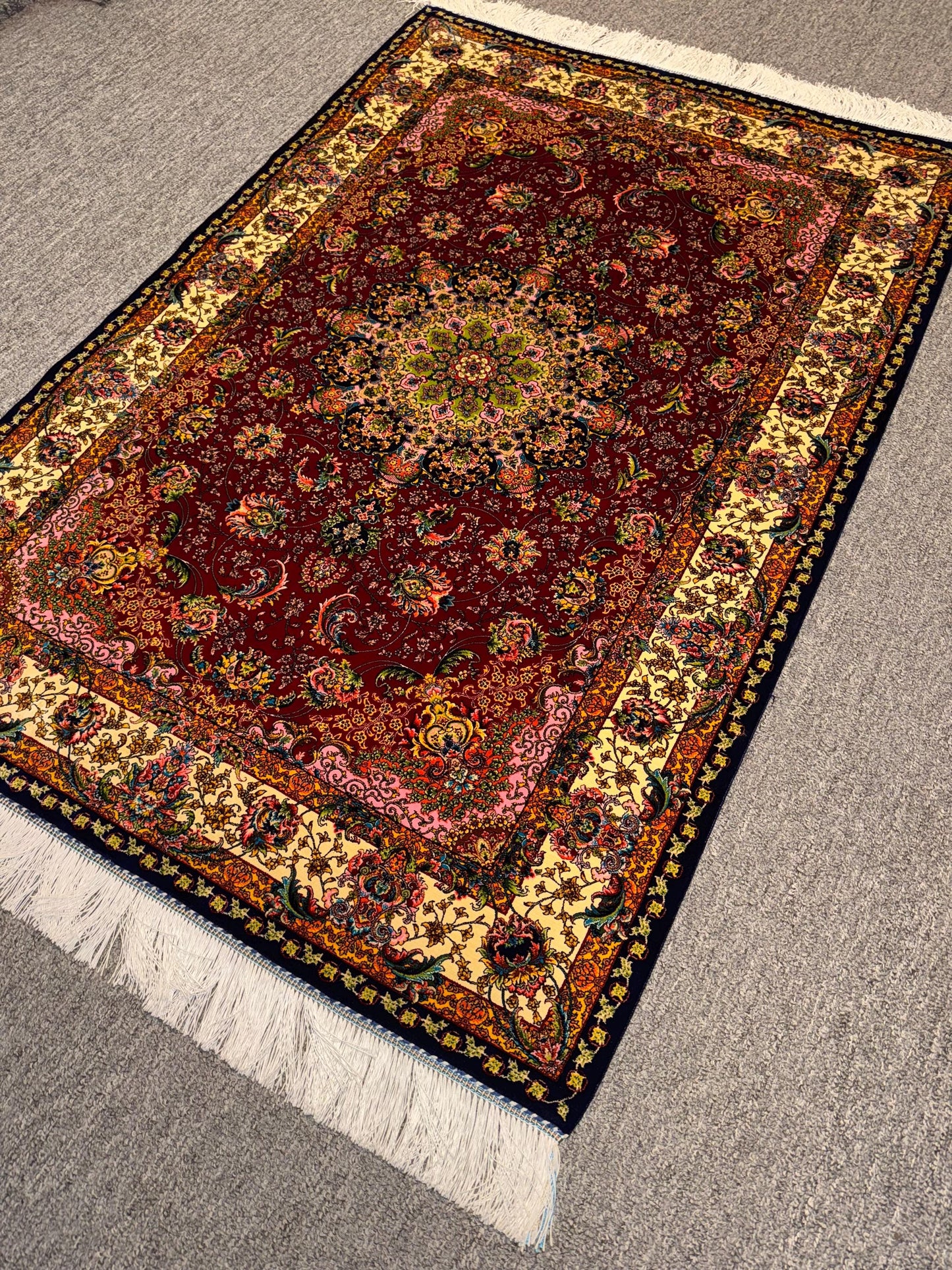 3x4 Authentic Silk Persian Rug,Silk Oriental Rug,Living room rug,Bedroom rug,Rug for Decor,Art Deco Wall Hanging Rug,Soft Kid Friendly Rug.