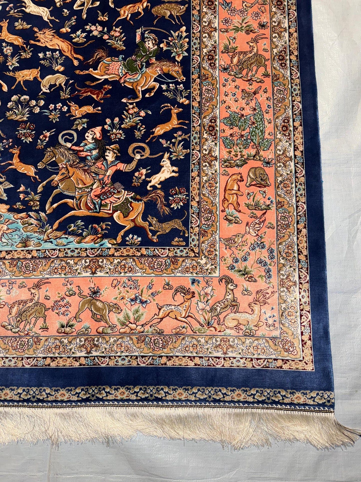 Persian  Silk Rug | Persian Hunting Scene Carpet | Luxury Home Decor,Artisan Silk Rug,Persian Hunting Scene Rug,Persian Silk Hunting Rug.