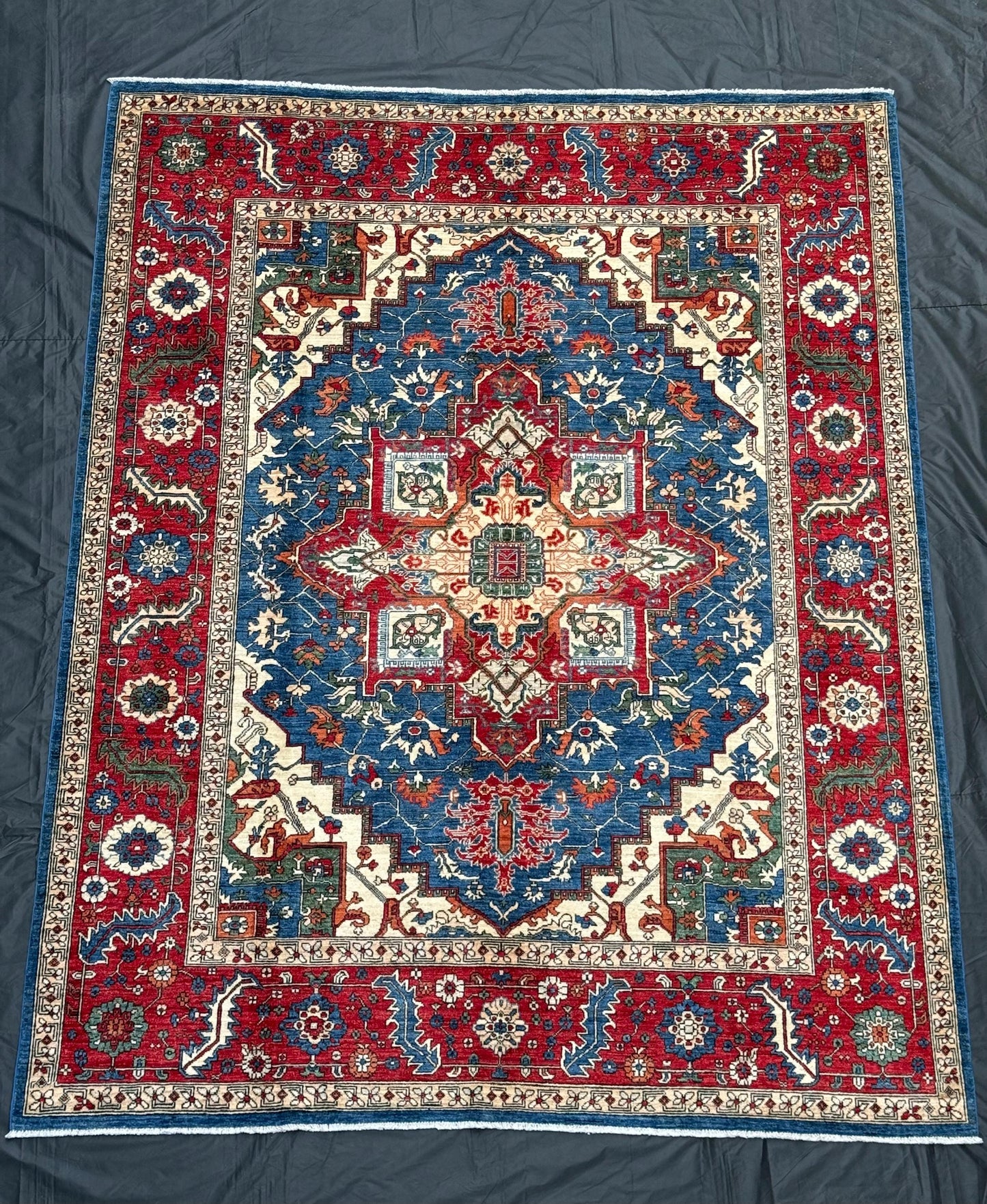 8x10 Persian Authentic Handmade Heriz Rug,Large Heriz Area Rug,Vintage-Style Heriz Rug,Timeless Handmade Heriz Wool Rug,8x10 living room rug