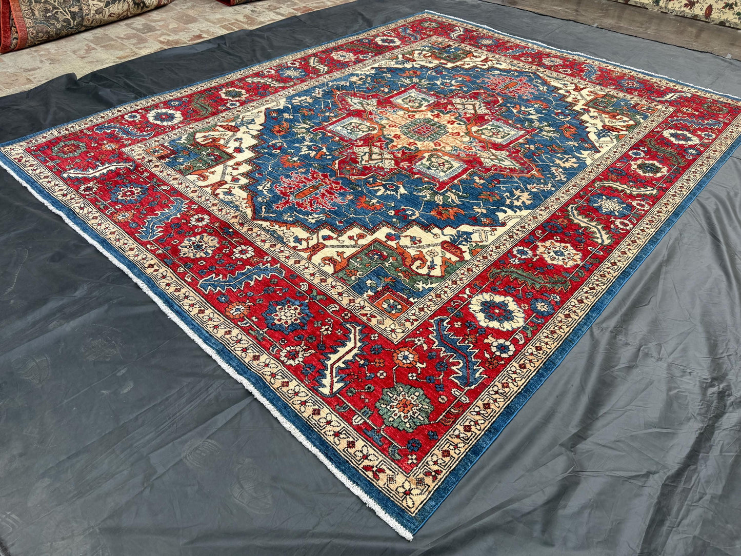 8x10 Persian Authentic Handmade Heriz Rug,Large Heriz Area Rug,Vintage-Style Heriz Rug,Timeless Handmade Heriz Wool Rug,8x10 living room rug