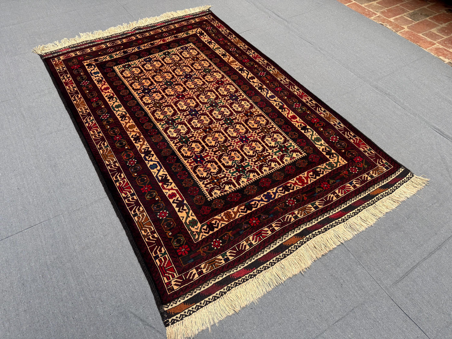 Baluch Design Authentic Turkish Wool Rug – Vintage Style Carpet with Geometric Designs,Turkish Rug– Handwoven Wool Rug with Ethnic Patterns