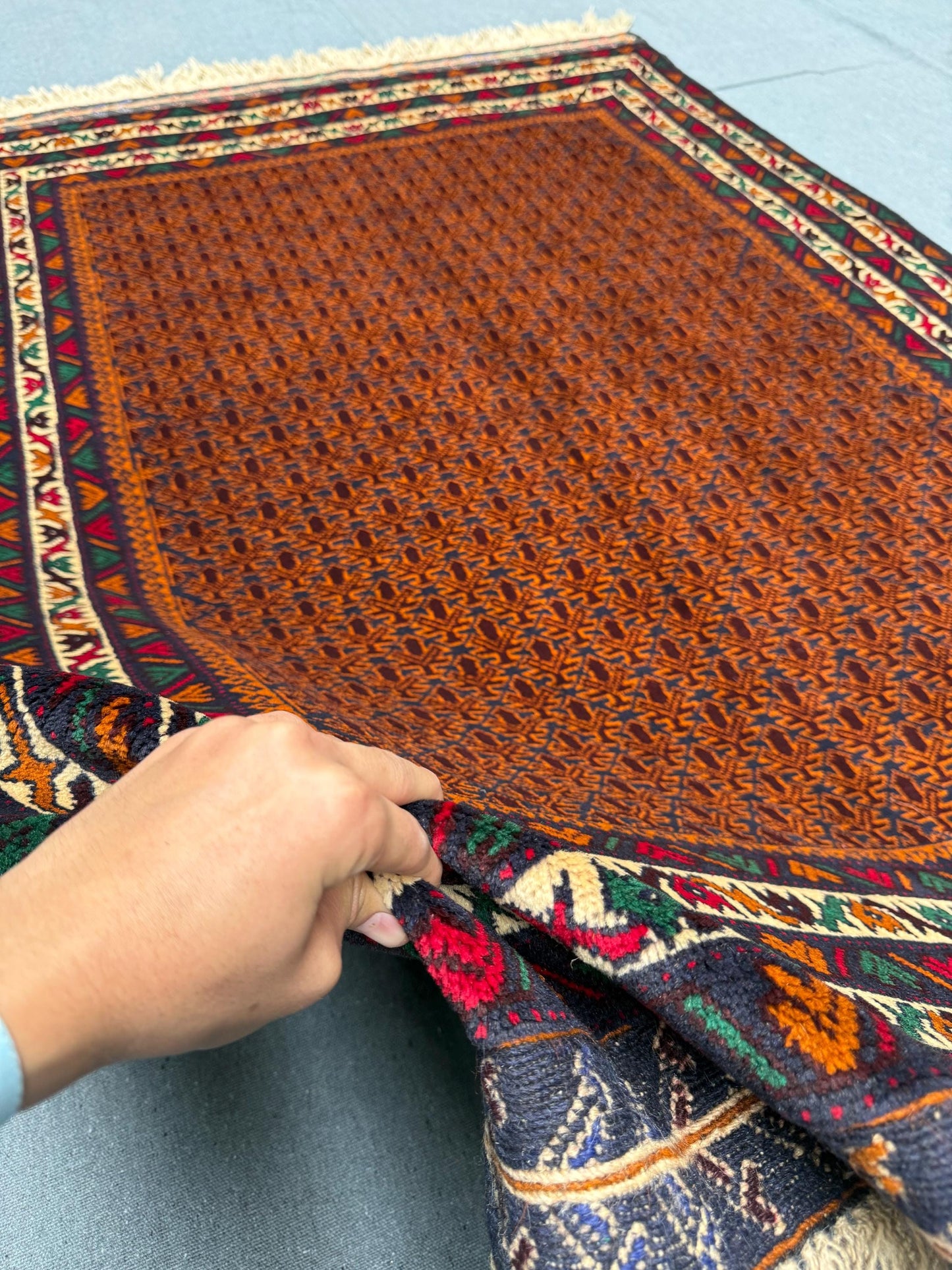 Handmade Turkish Rug - Earthy Tones Wool Carpet with Geometric Patterns,Handwoven Wool Carpet in Brown and Red Tones,Earthy Colors Rug