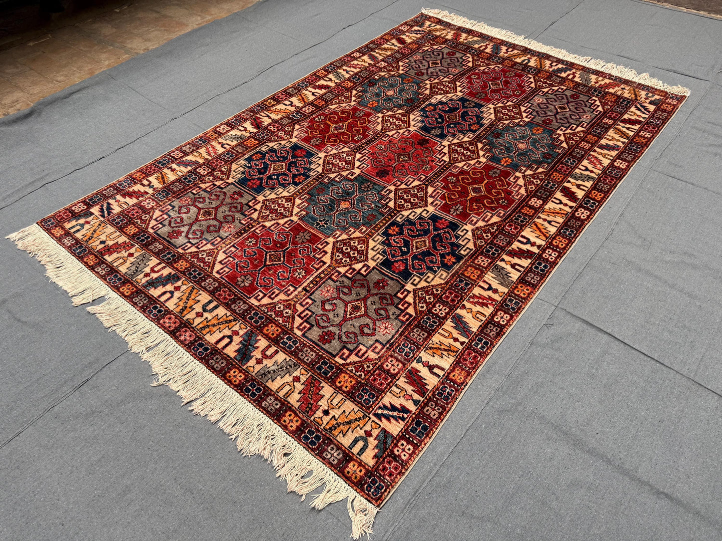 5x7 Handmade Waziri Oriental Rug-Authentic Wool Carpet with Tribal Patterns,Luxury 5x7 Oriental Waziri Rug,5x7 living room rug,bedroom rug.