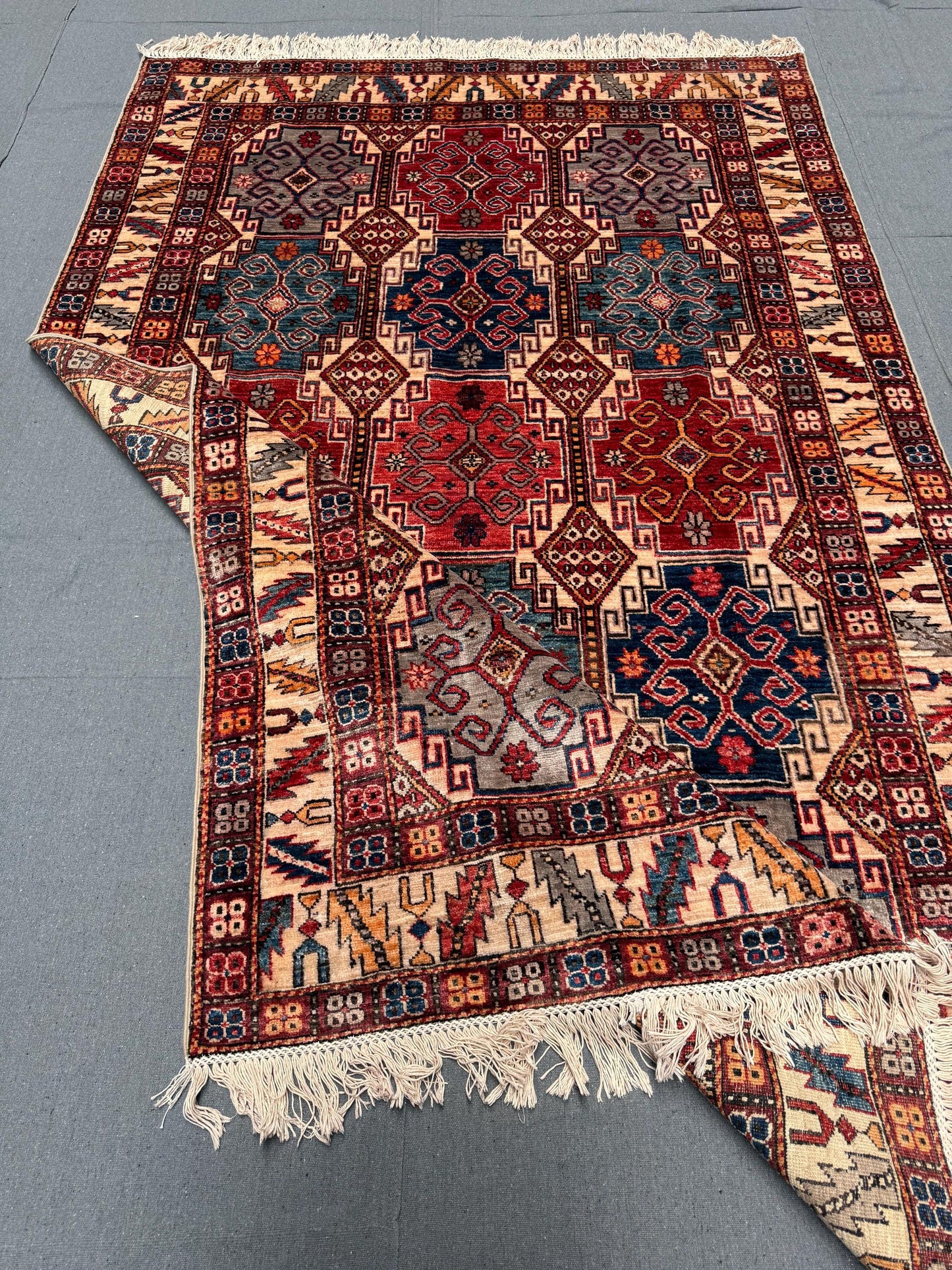 5x7 Handmade Waziri Oriental Rug-Authentic Wool Carpet with Tribal Patterns,Luxury 5x7 Oriental Waziri Rug,5x7 living room rug,bedroom rug.