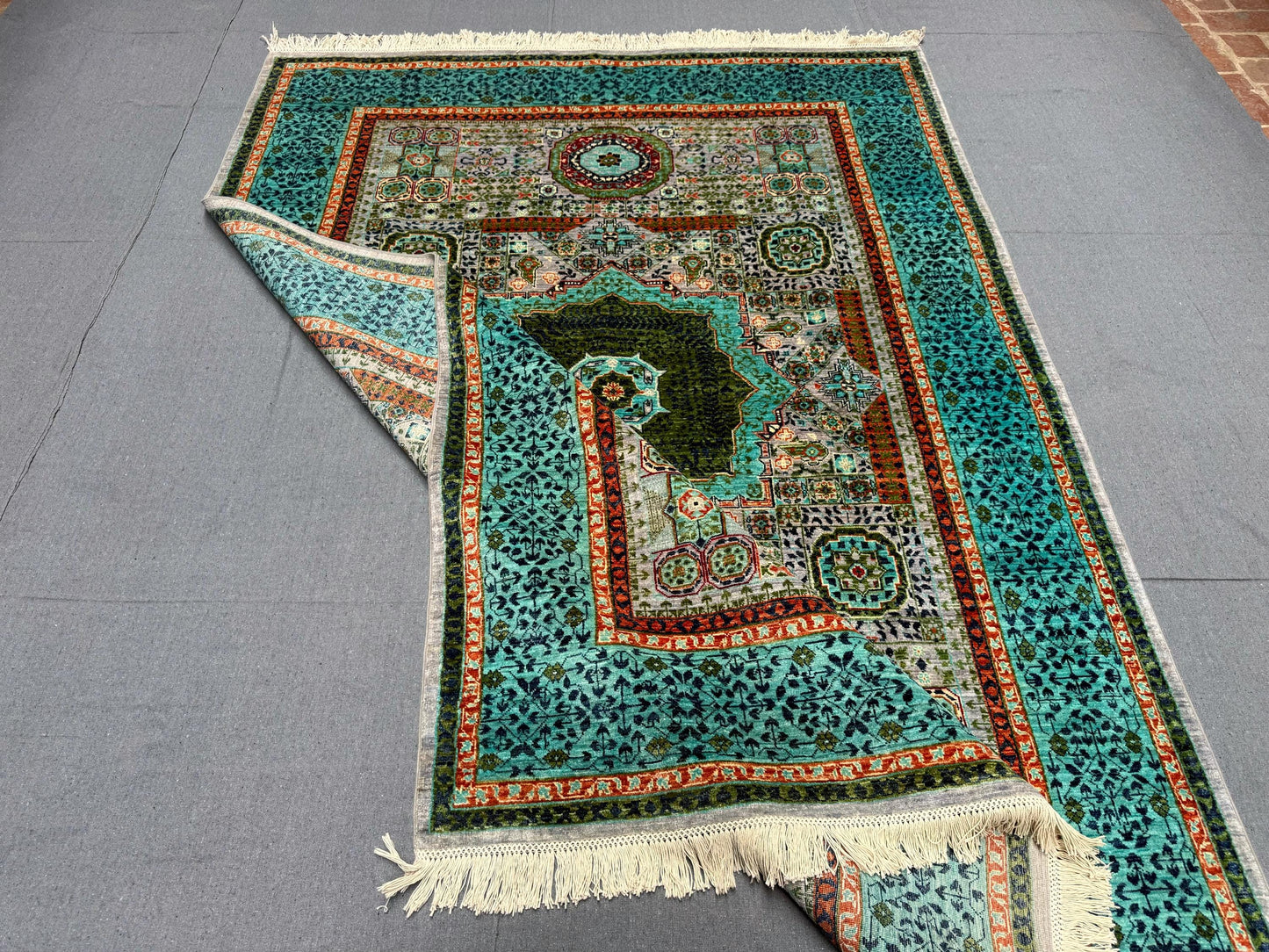 Luxury Handmade 5x8 Mamluk Oriental Rug,Persian-Style Wool Rug in Turquoise and Green,Turquoise and Green Oriental Rug,5x8 living room rug