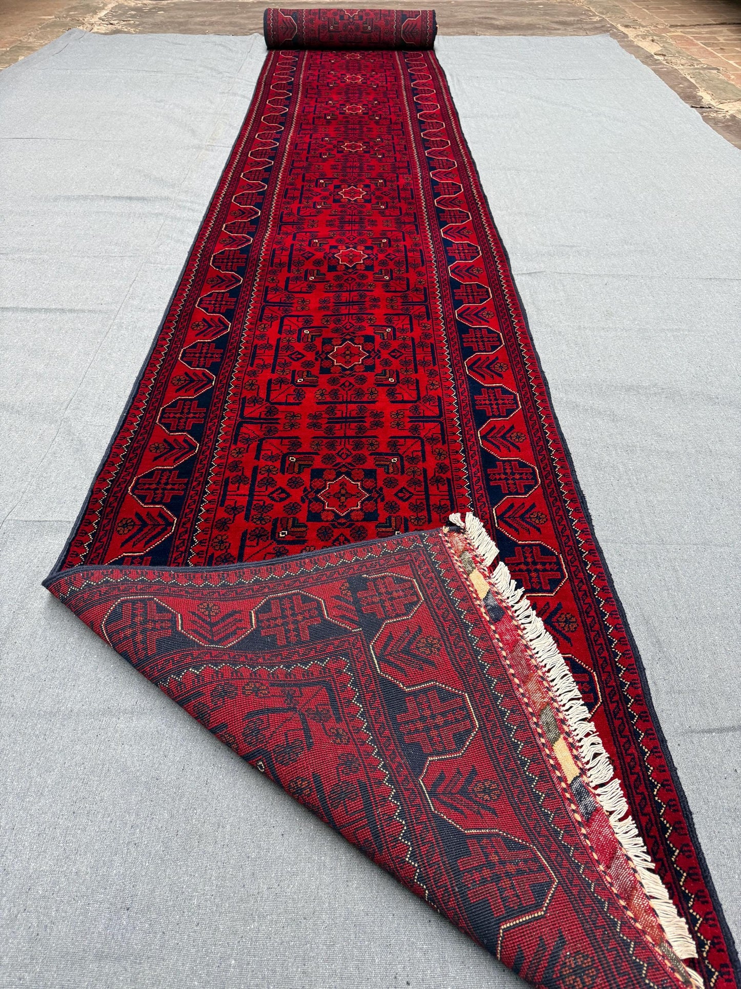 Handmade 3x 23  Afghan Runner Rug | Extra Long Red runner rug,Long Tribal Hallway Rug,Vintage Red Long Runner Rug,Extra Long Vintage Carpet.