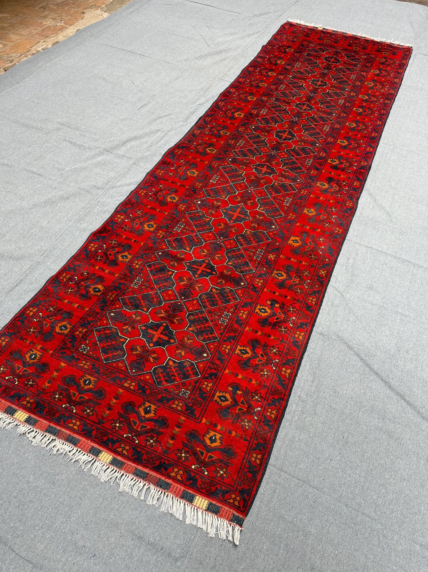 Handmade Red 3x10 Runner Rug | Turkish Oriental Hallway Carpet,Vintage Red Runner Rug | 3x10 ft Long Hallway Rug,Durable Wool Hallway Runner