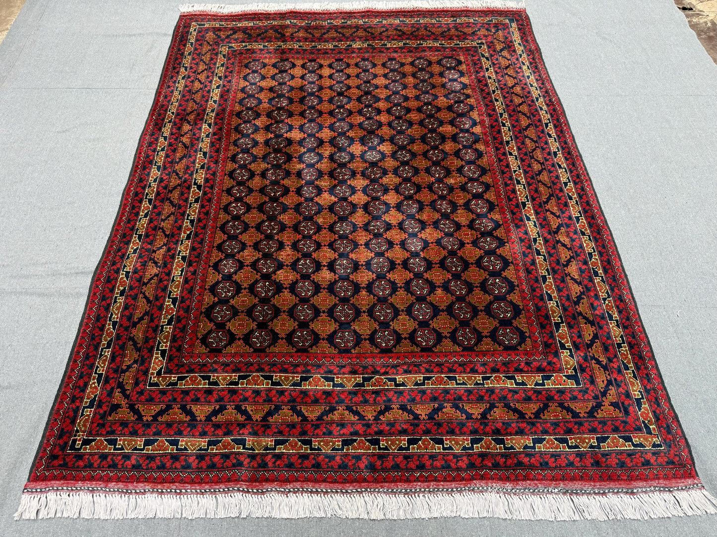 Authentic Hand-Knotted Bokhara Rug – 4x6 Red and Brown Wool rug,Rustic Afghan Rug,Unique  Handmade Wool Rug,4x6 living room rug,bedroom rug.