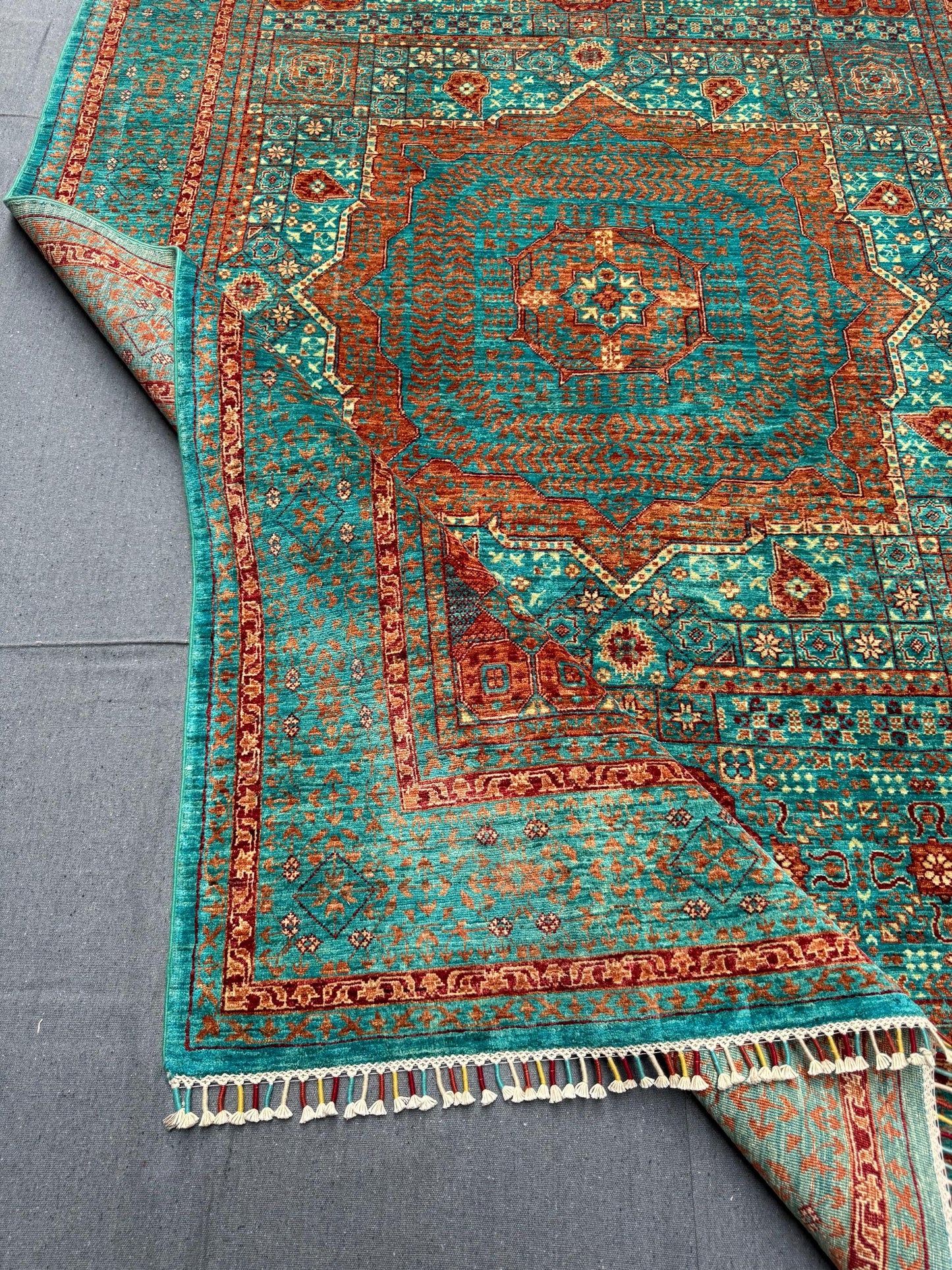 5x8 Turquoise and Red,Green  Mamluk Rug-5x8 Handwoven Wool Carpet with Vibrant Design,Luxury Mamluk Rug,Persian-Inspired Unique Mamluk rug.