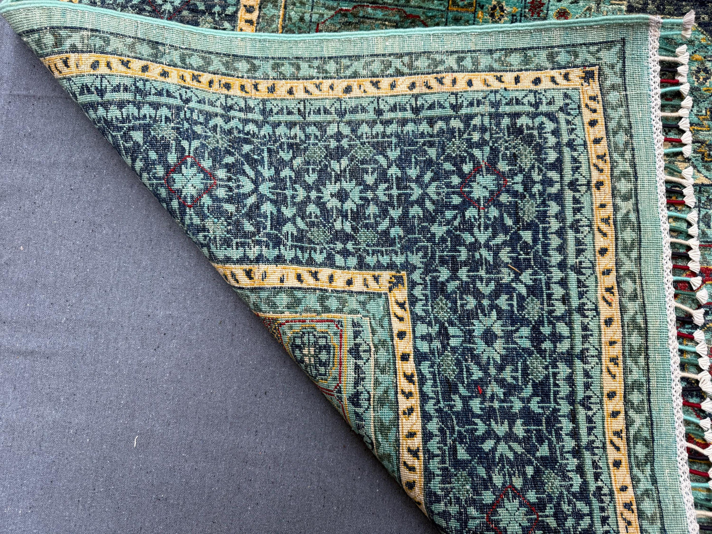 6x7 Turquoise Blue,Green  Mamluk Rug-Handmade Modern Turkish Mamluk Rug,Luxury Mamluk Rug,Persian-Inspired Unique Mamluk rug.