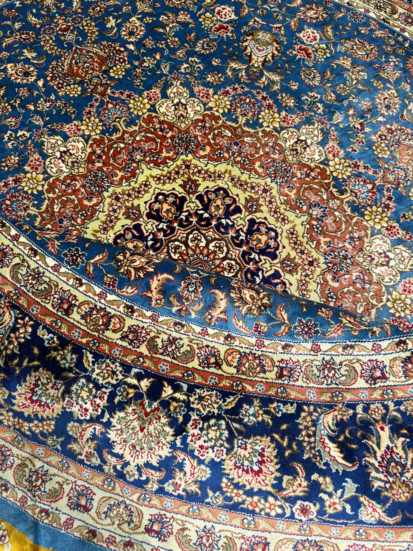 Round Handmade Real Silk Rug,Original Silk Living room rug,Luxurious Oriental Design,Art Oriental Round Real Silk Rug,Persian Style Luxury