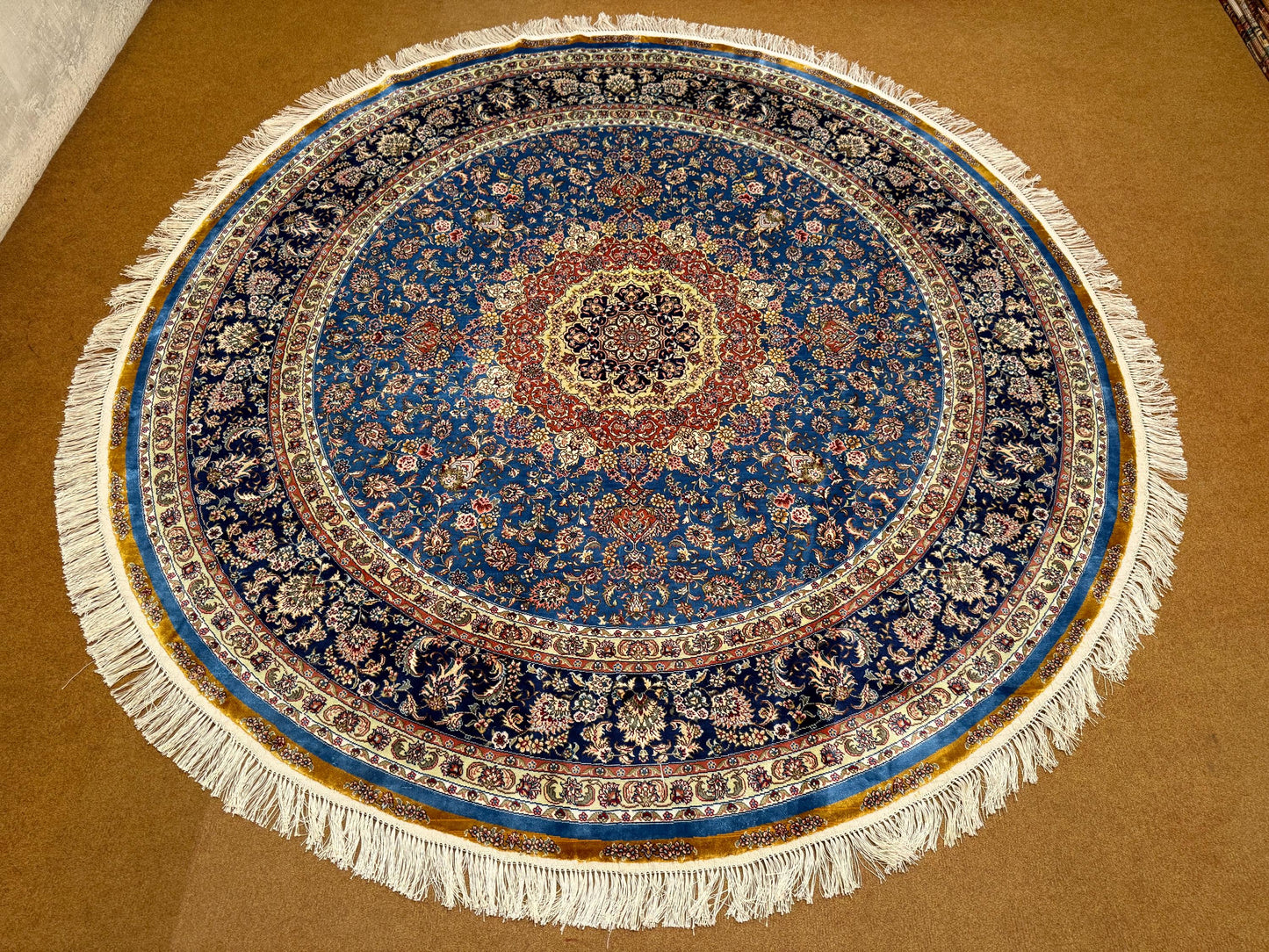 Round Handmade Real Silk Rug,Original Silk Living room rug,Luxurious Oriental Design,Art Oriental Round Real Silk Rug,Persian Style Luxury