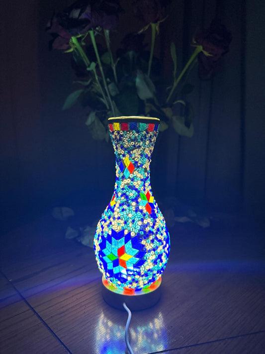 Turkish Mosaic Vase Lamp-Handmade Glass Table Light for Ambient Room Decor,Boho Turkish Table Lamp,Turkish Mosaic Vase Light,Bed side lamp