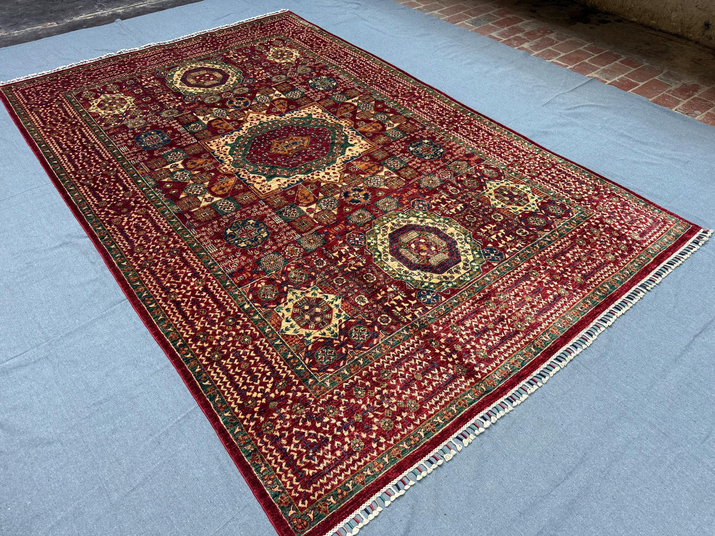 Artisan 7x10 Oriental Mamluk Rug -Handmade Wool Carpet for Elegant Spaces,Red Traditional Oriental Wool Rug,7x10 Living room rug,Persian rug