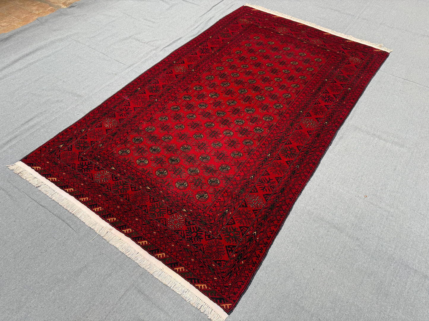 Handmade 4x6 Red Rug - Traditional Wool Area Carpet,Unique 4x6 Oriental Rug - Handmade Vibrant Red Wool Carpet,Afghan Living room rug.