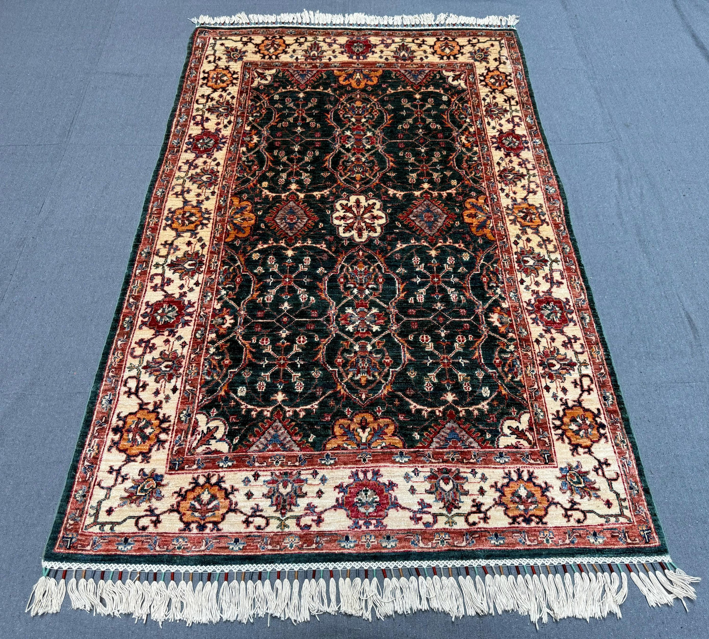 Handmade Afghan Sultani Oriental  Rug -Cream Oriental Wool Carpet for Home Decor,One of a Kind 4x6 Oriental rug,Small Rug for living room