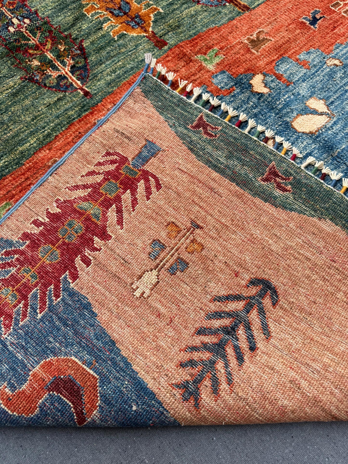 One-of-a-Kind Handwoven Rug – Trees, Lakes, and Wildlife Theme,Unique Tree Of life Living room rug,Artisan Crafted Rug with Nature Scene.