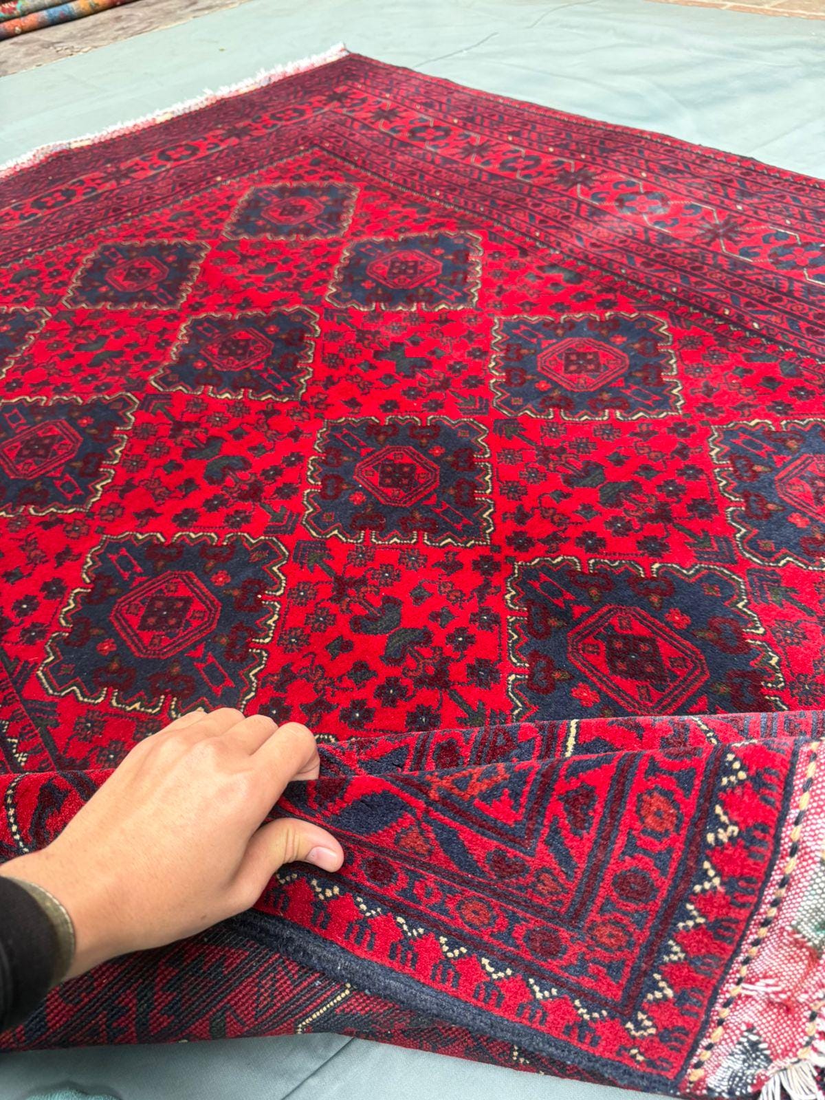 Handmade Kalisa Rug| Red Tribal Wool Rug | Traditional Afghan Area Rug,Kalisa Wool Rug ,Bukhara Area rug,5x7 Red area rug for living room