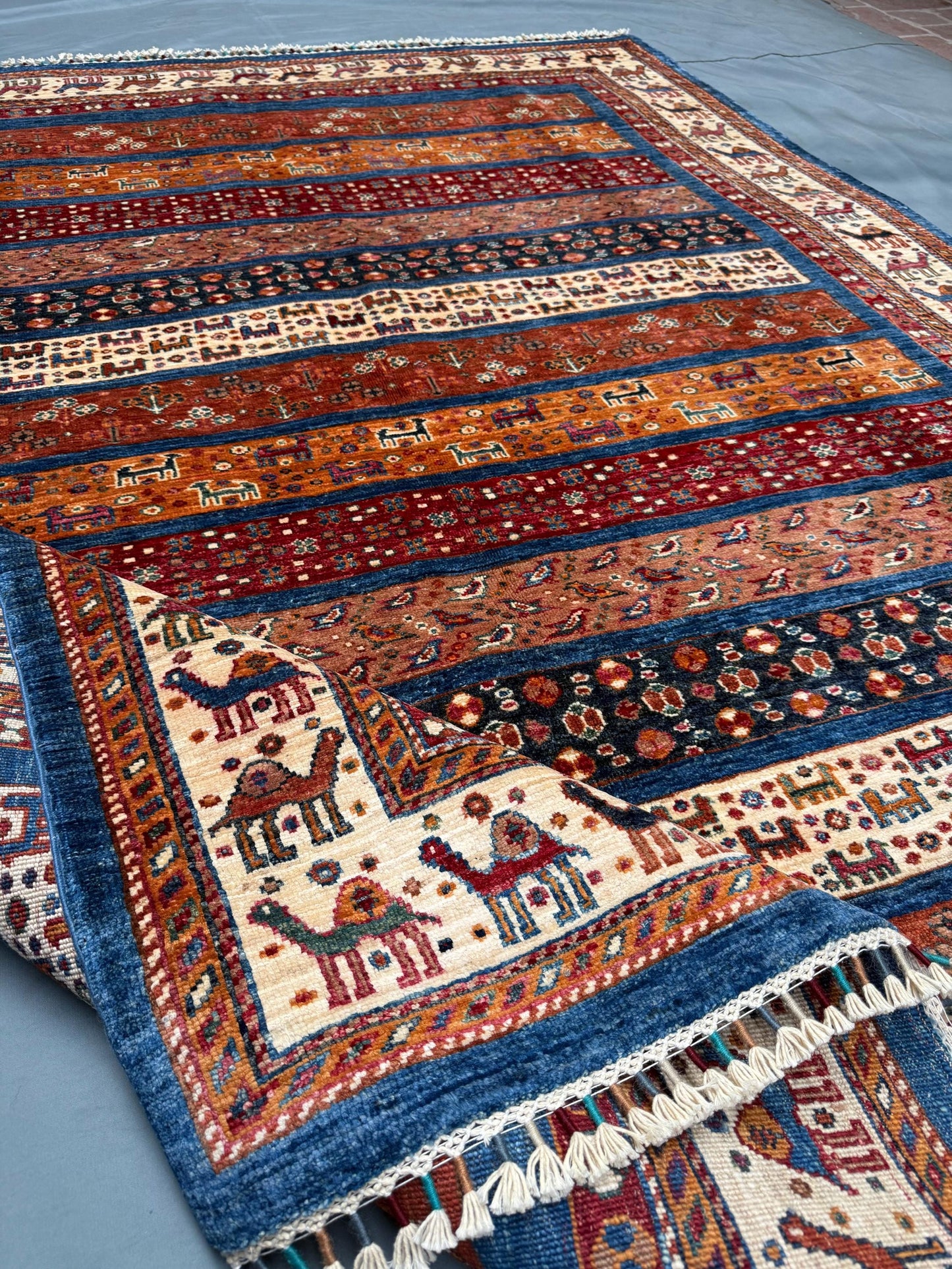 Handmade Animal Motif Wool Rug | Persian Tribal Carpet | Bohemian Area Rug,Animal and Tribal Pattern Rug,Camel motif Rug for living room.