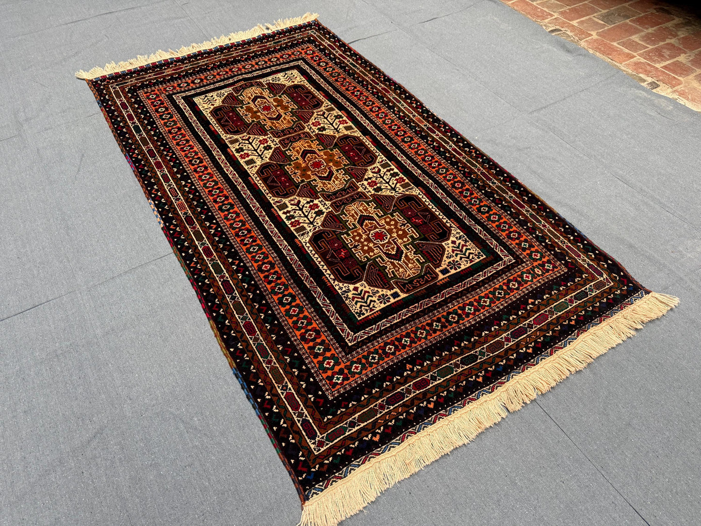 Bohemian Handmade Rug–Traditional Baluch Wool Carpet with Rich Colors,Authentic Tribal Baluch Rug–Unique Handmade Wool rug for Living Room