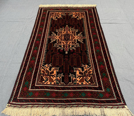 Traditional Handwoven Turkish Rug-Dark Tones with Intricate Tribal Design,Authentic Turkish Rug - Artisan Wool Carpet with Geometric Motifs