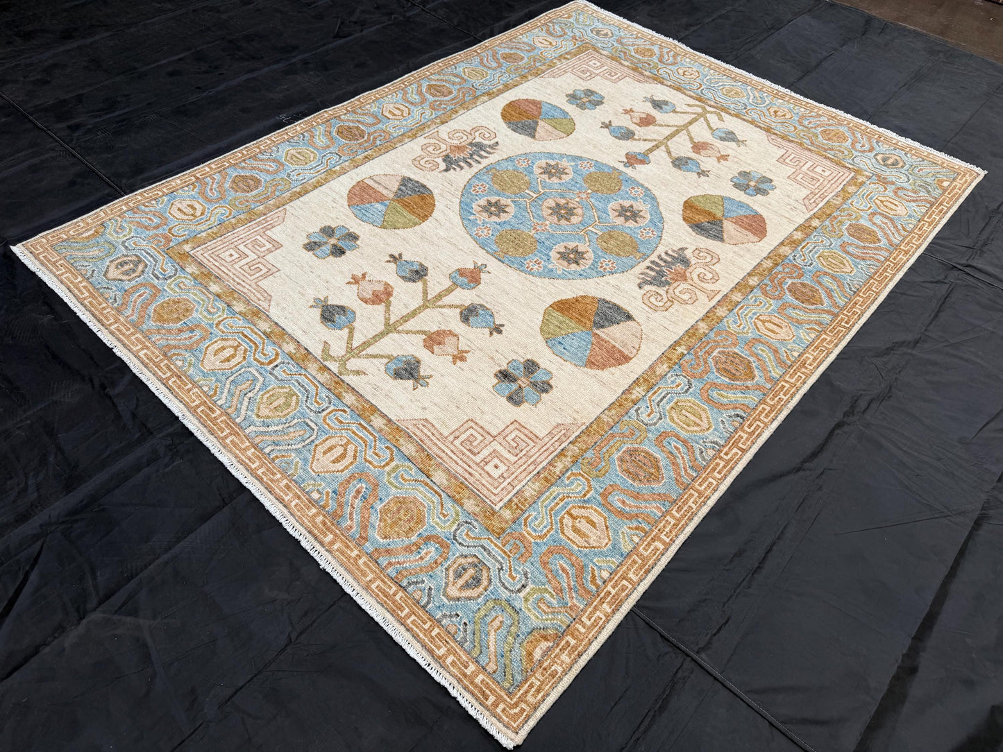 Modern Colors One Of a Kind Oriental Rug,Turkish Large Oushak Neutral Handmade Rug,Pastel Handmade Rug,Soft Blue and Beige Rug,Designer Rug