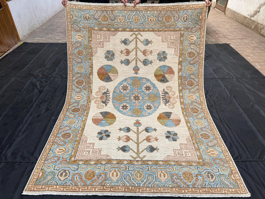 Modern Colors One Of a Kind Oriental Rug,Turkish Large Oushak Neutral Handmade Rug,Pastel Handmade Rug,Soft Blue and Beige Rug,Designer Rug