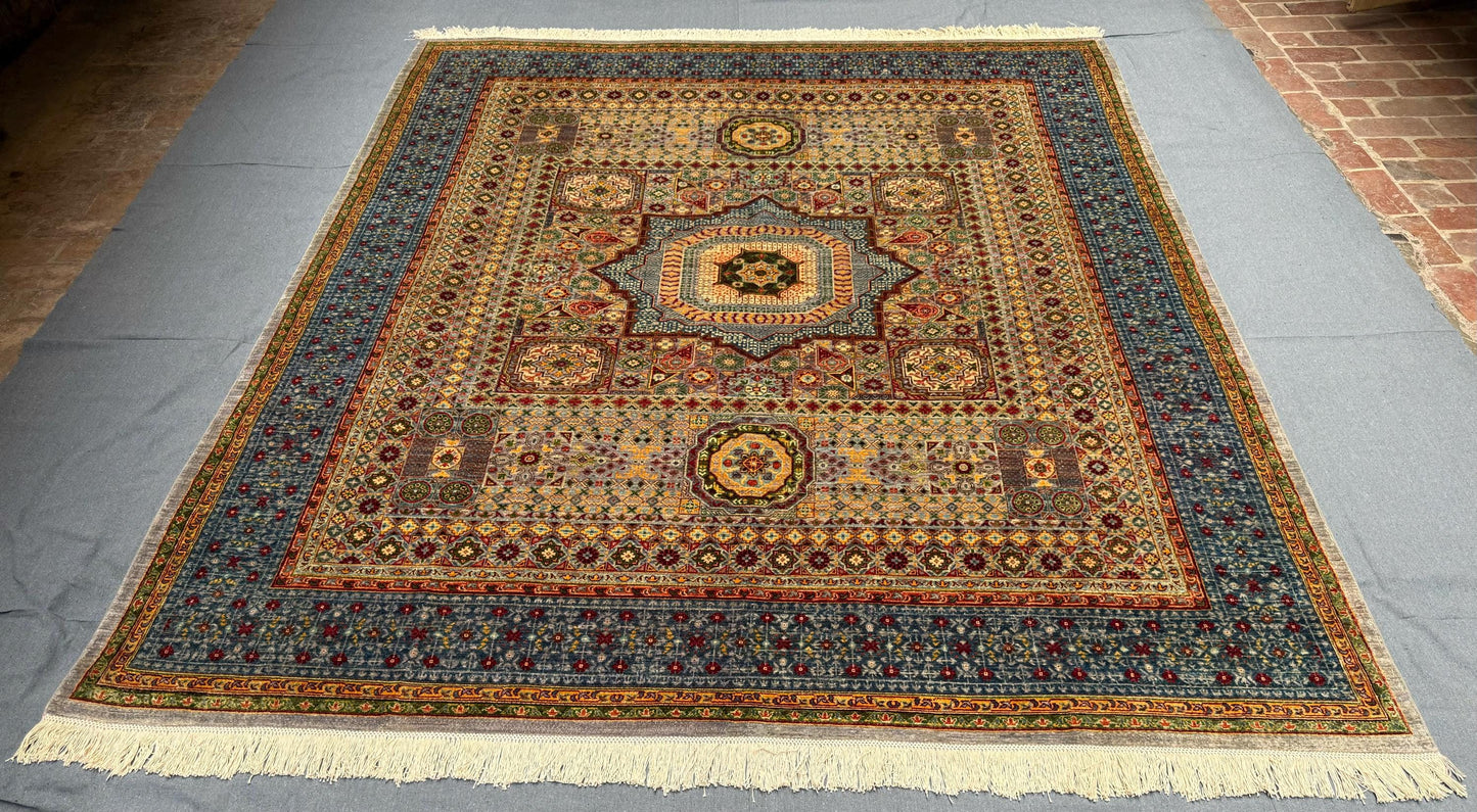 Exquisite Handmade 8x10 Mamluk Rug-Luxurious Wool Area Carpet,Modern Earth tone Mamluk area rug,One-of-a-Kind Large Mamluk Rug,8x10 area rug