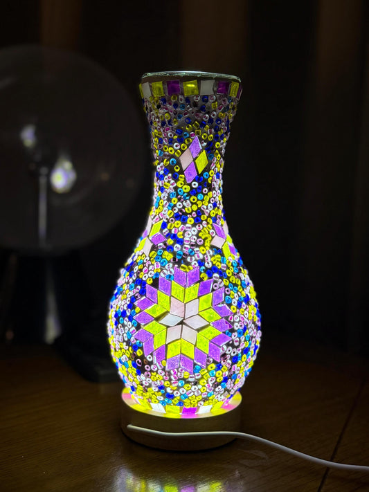 Turkish Purple Mosaic Vase Lamp-Glass Mosaic Turkish Table Lamp – Perfect Gift for Boho & Vintage Lovers,Boho Bed Side lamp,Unique Vase