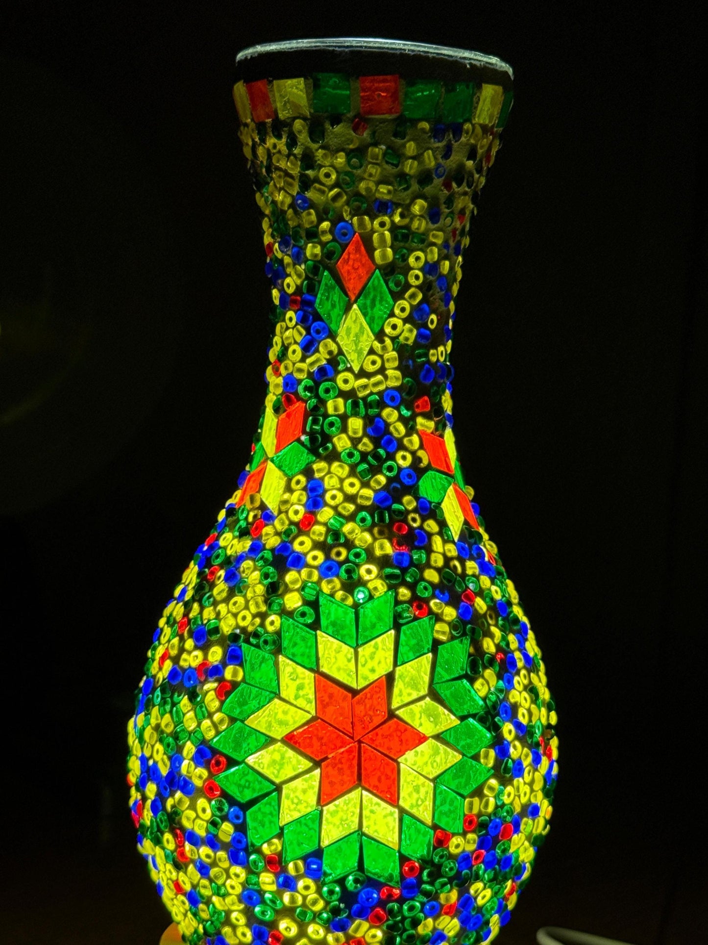 Boho Table Lamp,Turkish Mosaic Vase Lamp,Colorful Boho Mosaic Table Lamp,Bohemian Style Mosaic Table Lamp,Unique Handmade Turkish Lamp.