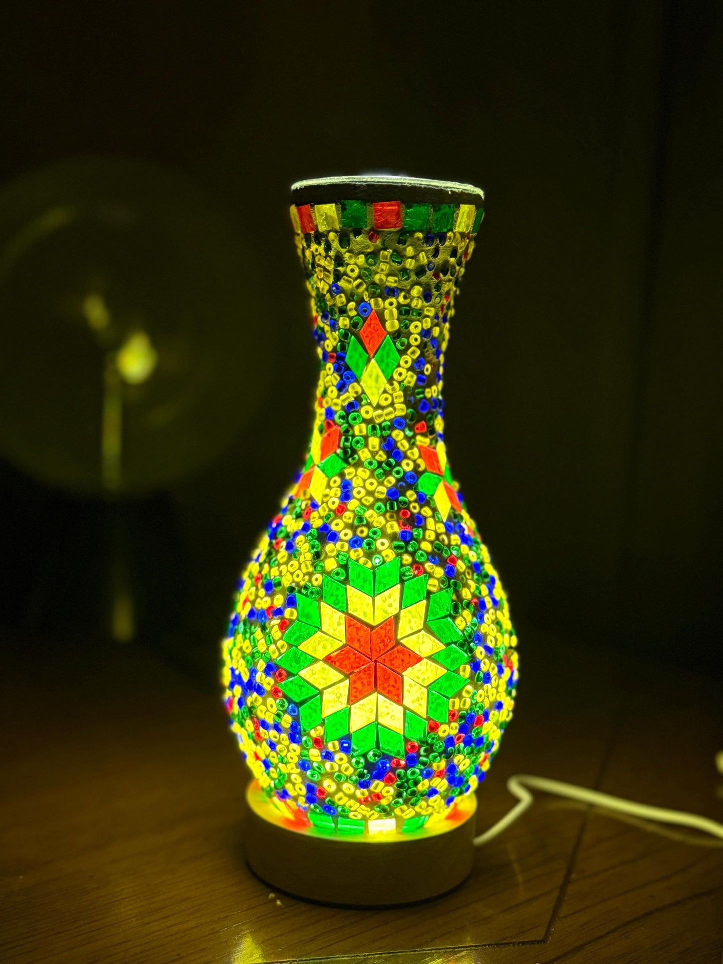 Boho Table Lamp,Turkish Mosaic Vase Lamp,Colorful Boho Mosaic Table Lamp,Bohemian Style Mosaic Table Lamp,Unique Handmade Turkish Lamp.