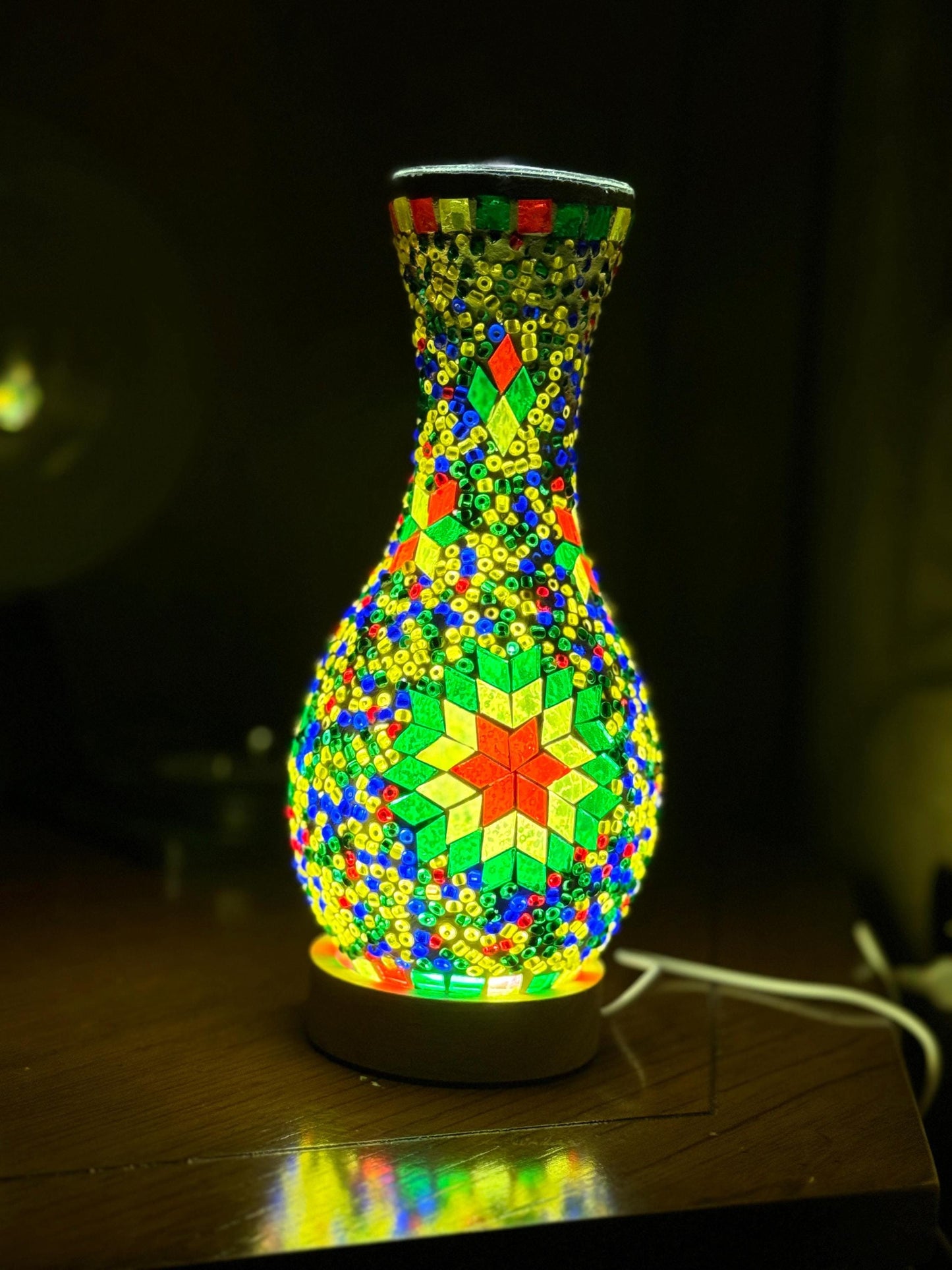 Boho Table Lamp,Turkish Mosaic Vase Lamp,Colorful Boho Mosaic Table Lamp,Bohemian Style Mosaic Table Lamp,Unique Handmade Turkish Lamp.