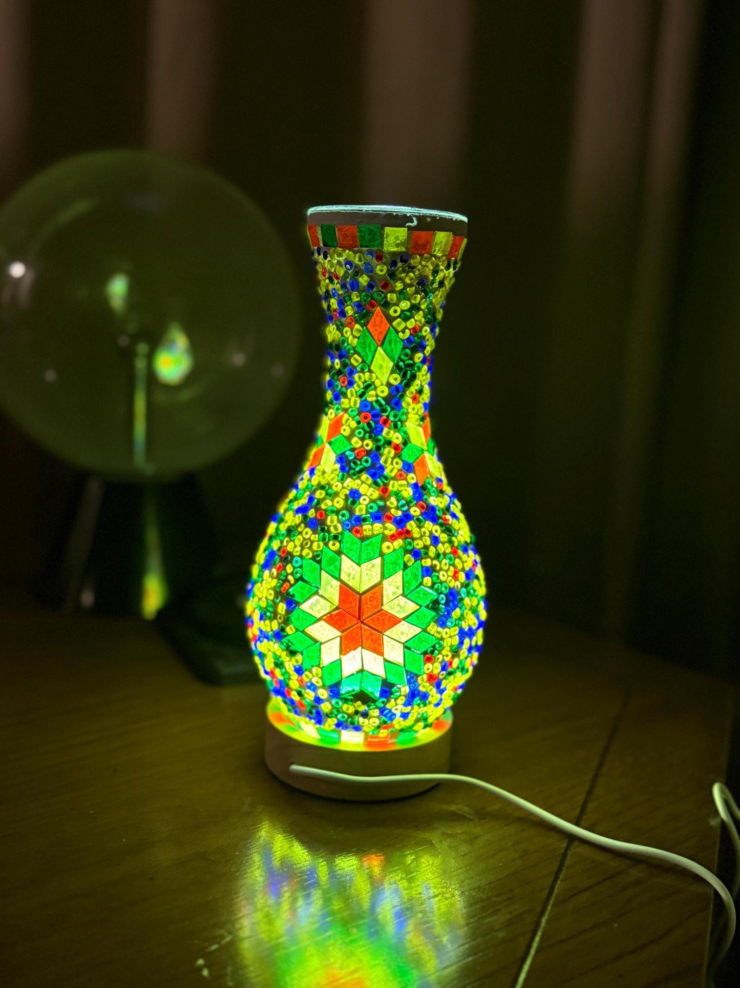 Boho Table Lamp,Turkish Mosaic Vase Lamp,Colorful Boho Mosaic Table Lamp,Bohemian Style Mosaic Table Lamp,Unique Handmade Turkish Lamp.