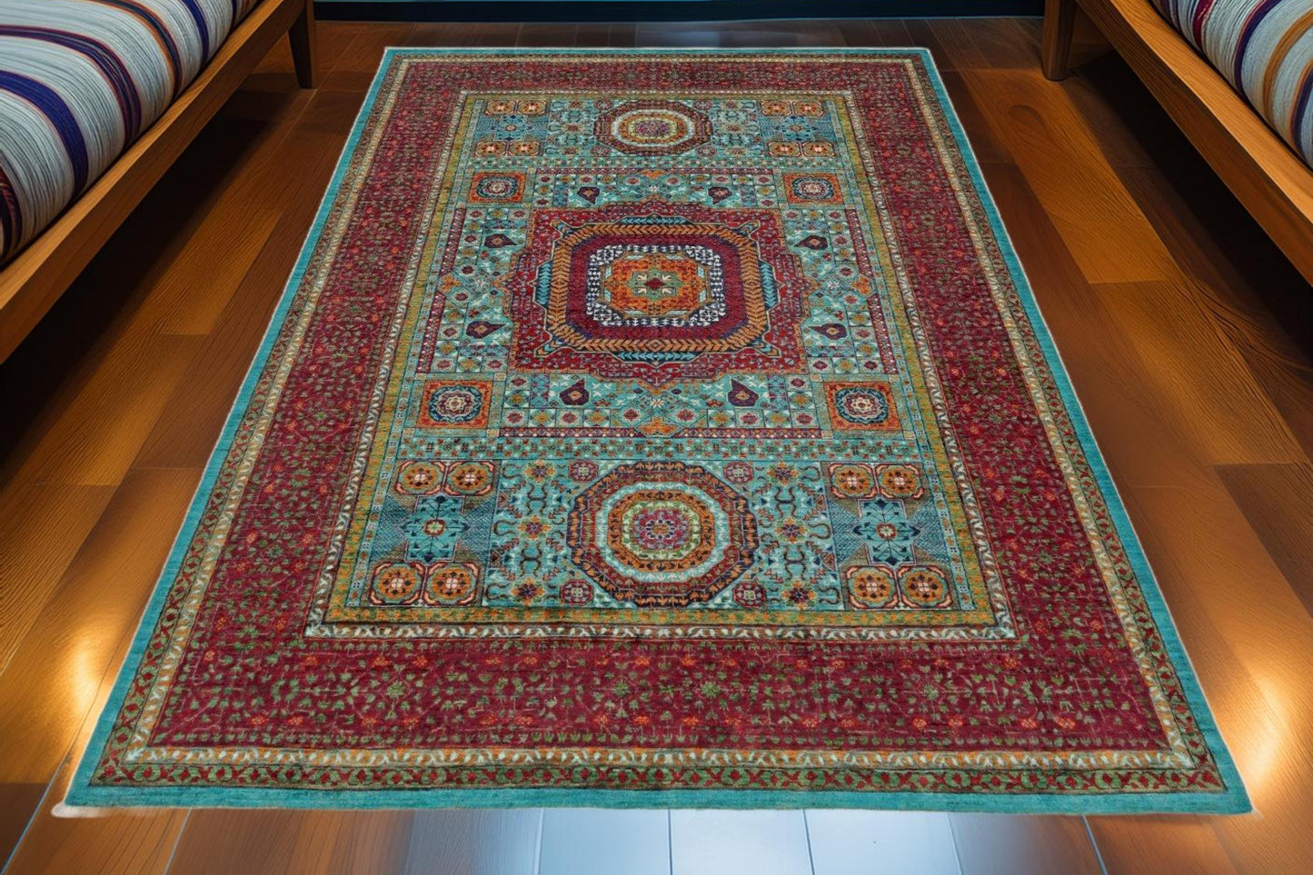 Artisan-Crafted Mamluk Rug 7x10,Oriental Handmade Mamluk Rug 7x10,7x10 for Living Room Decor,Living room rug,Bedroom rug,Large Area rug.