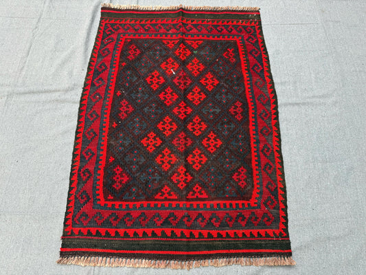 Handmade Vintage Red Small Kilim Wool Rug,Small Geometric Kilim Rug,Gift For Kilim lover,Rug Gift,Small Kilim for gift,Small rug for gift