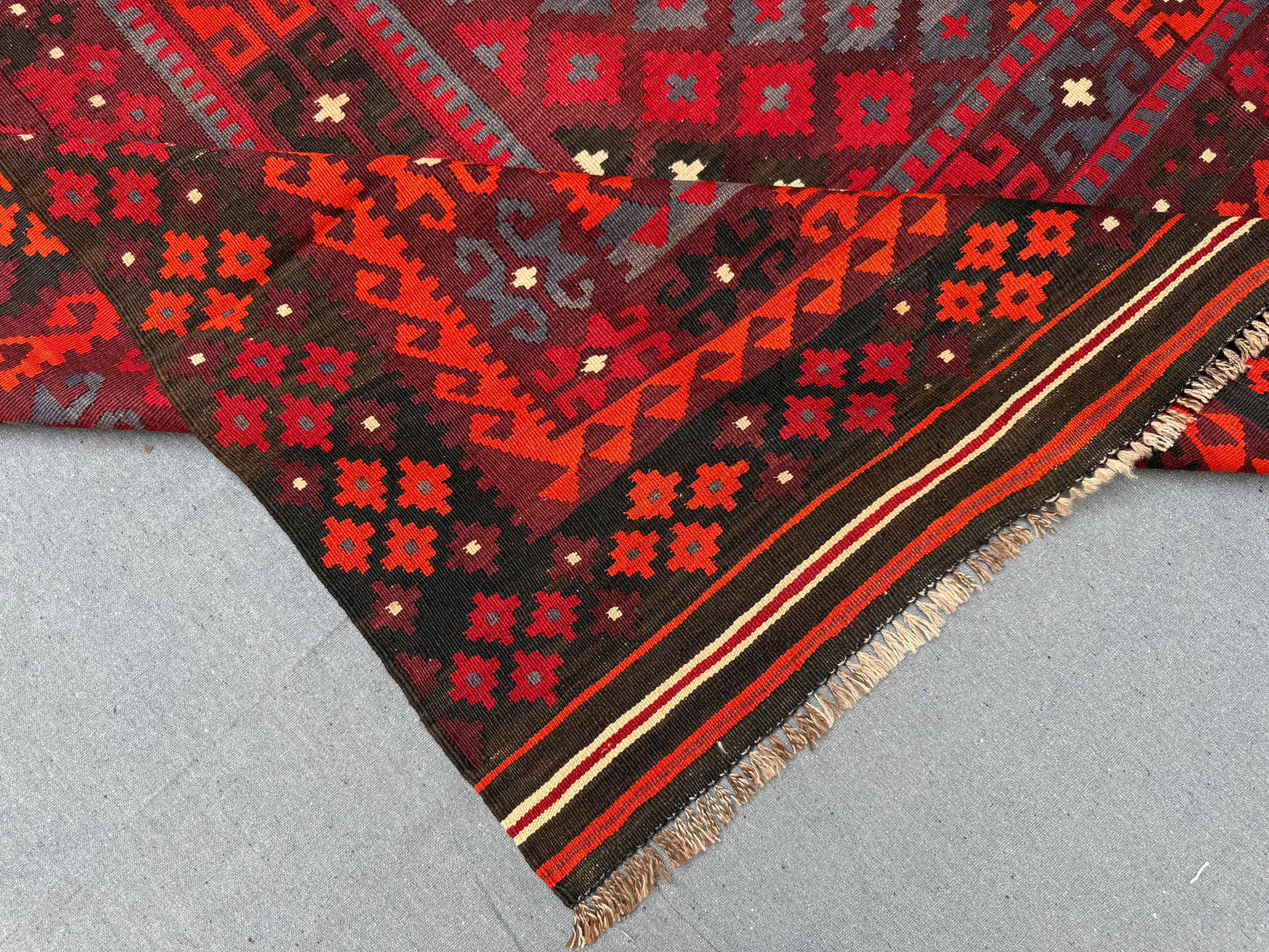 Handmade Vintage Kilim Rug 8x12 Large Turkish Oriental Carpet Bohemian Tribal Wool Flatweave,Vintage Red and Black Kilim Rug,Afghan kilim